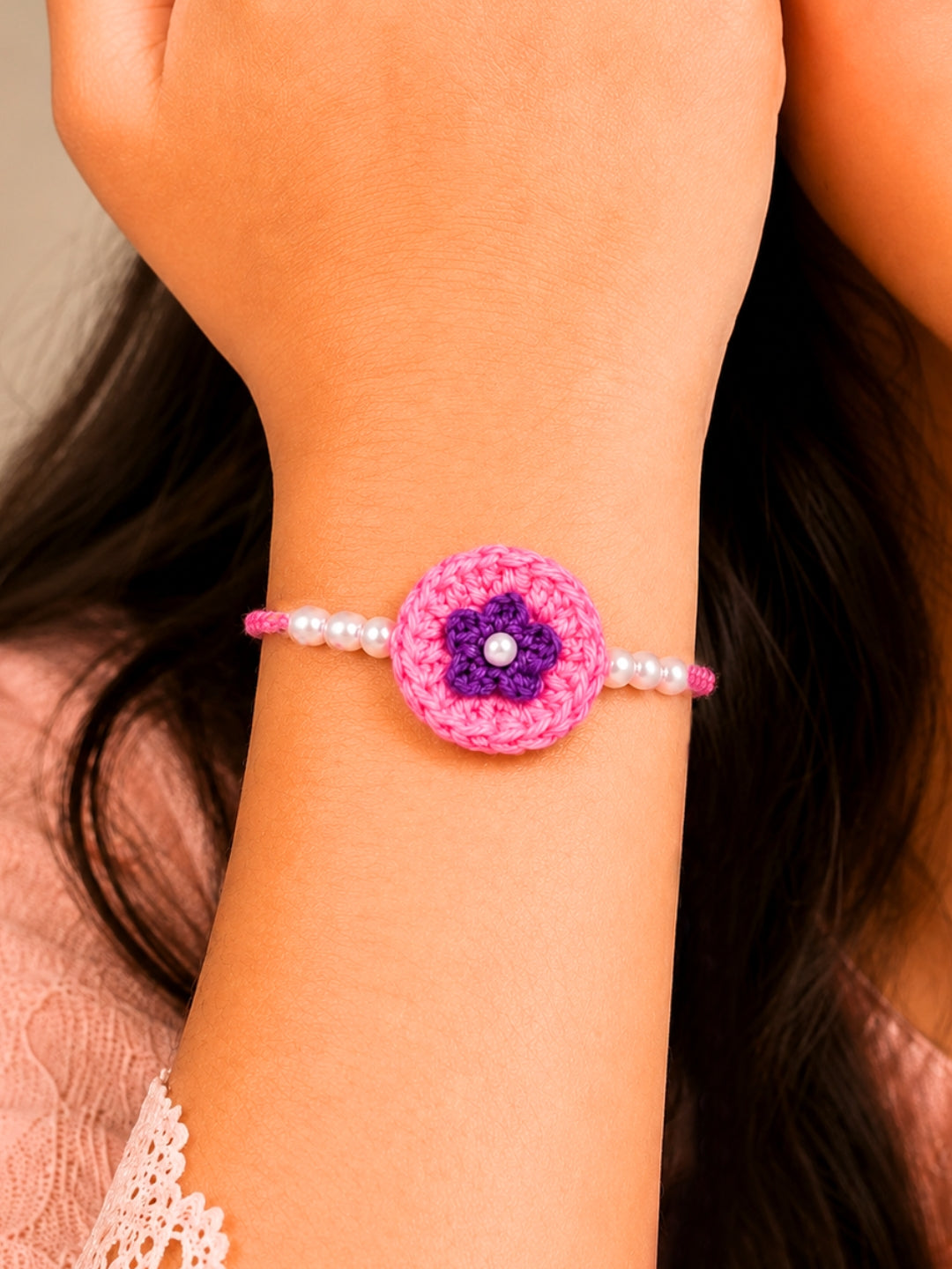 Soft Flower Rakhi - Pink
