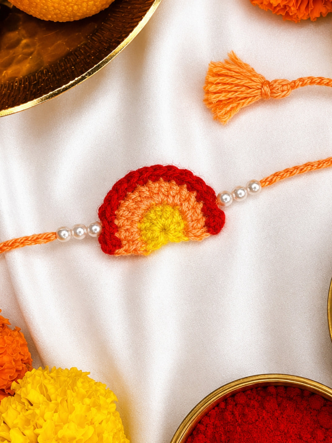 Colourful Rainbow Rakhi - Red