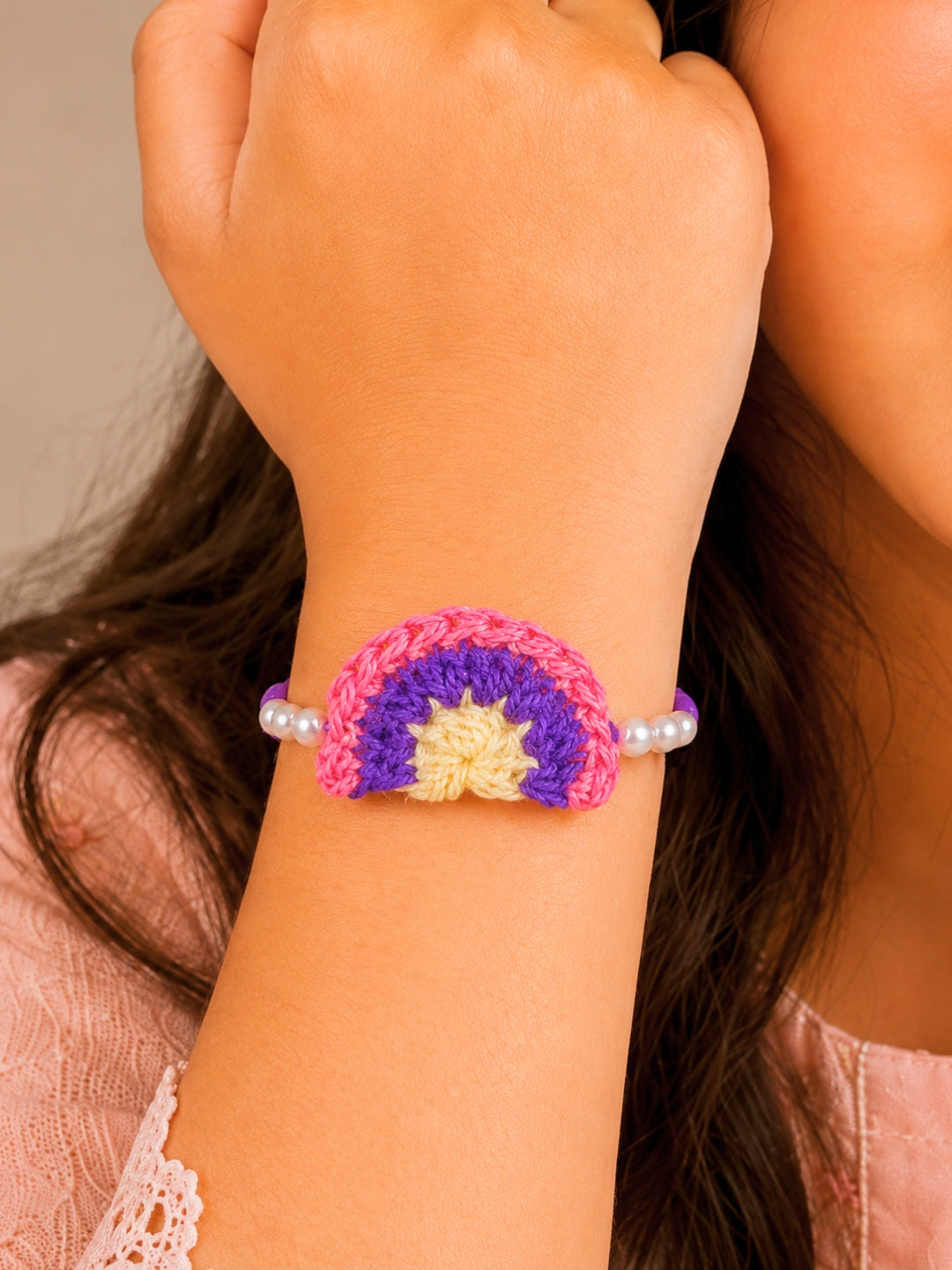 Colourful Rainbow Rakhi - Pink