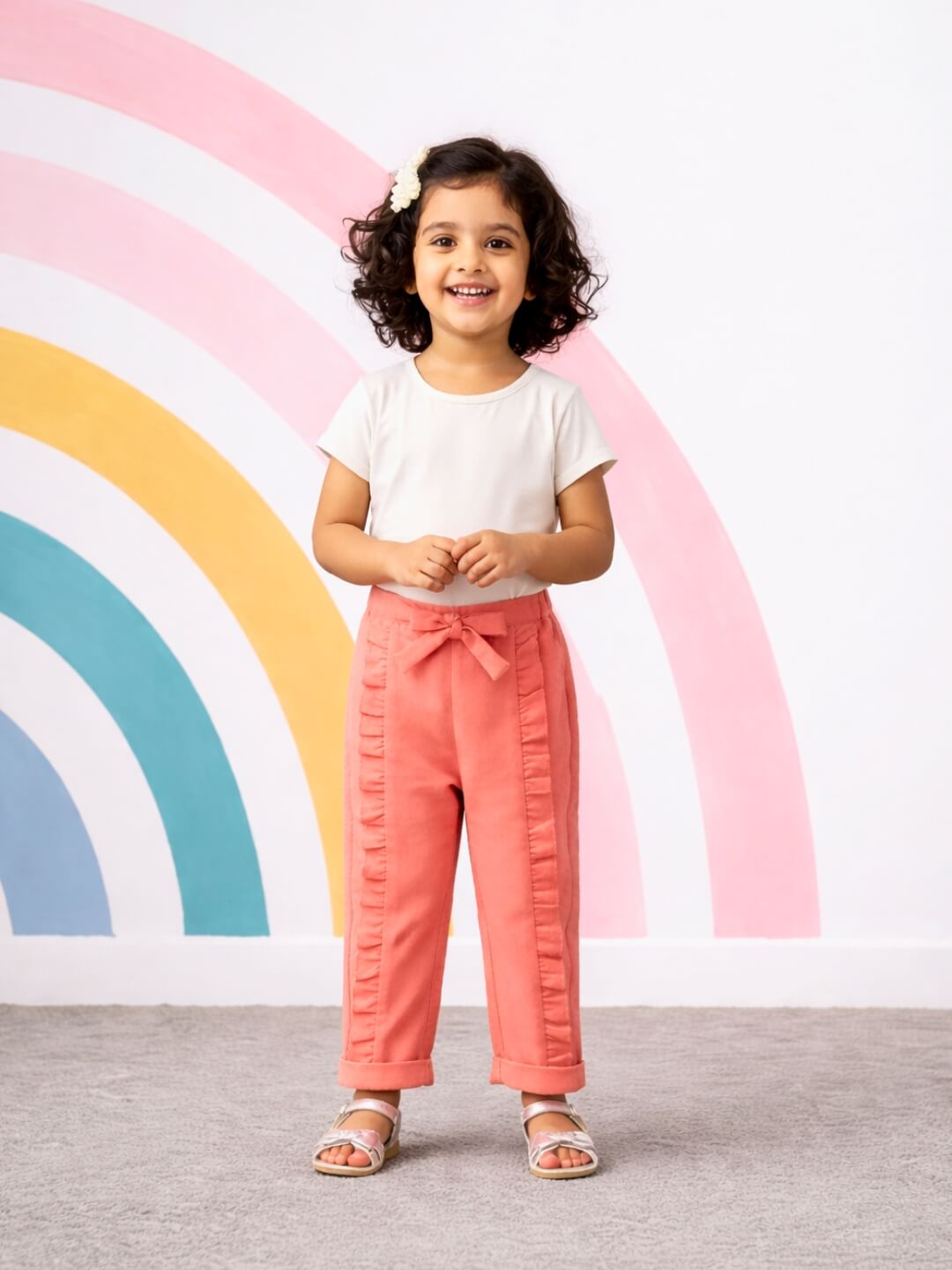 Ella Frills Pants - Peach