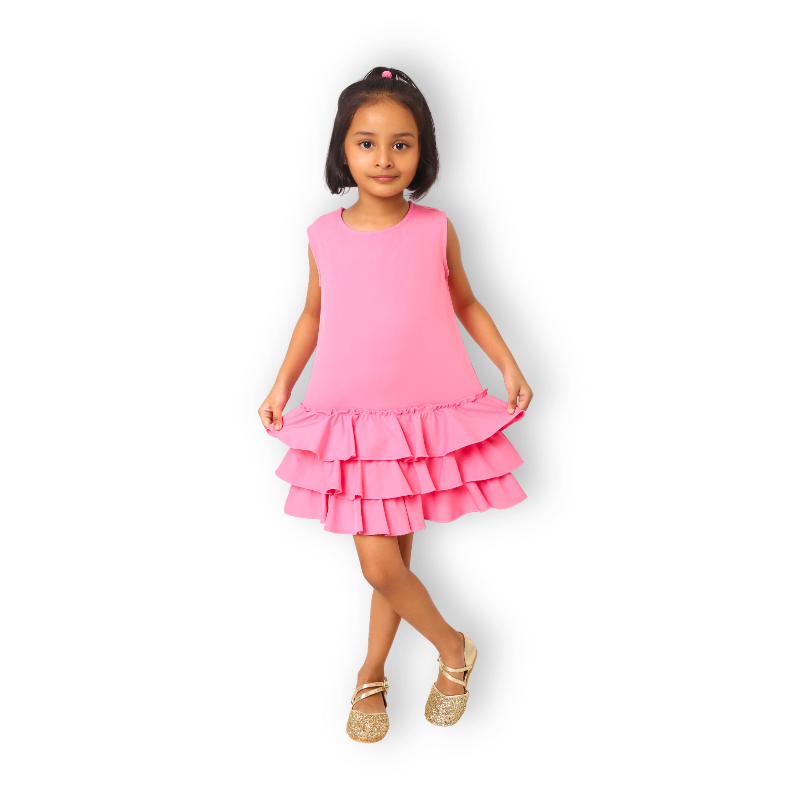 Ruffles Pixie Dress - Barbie Pink