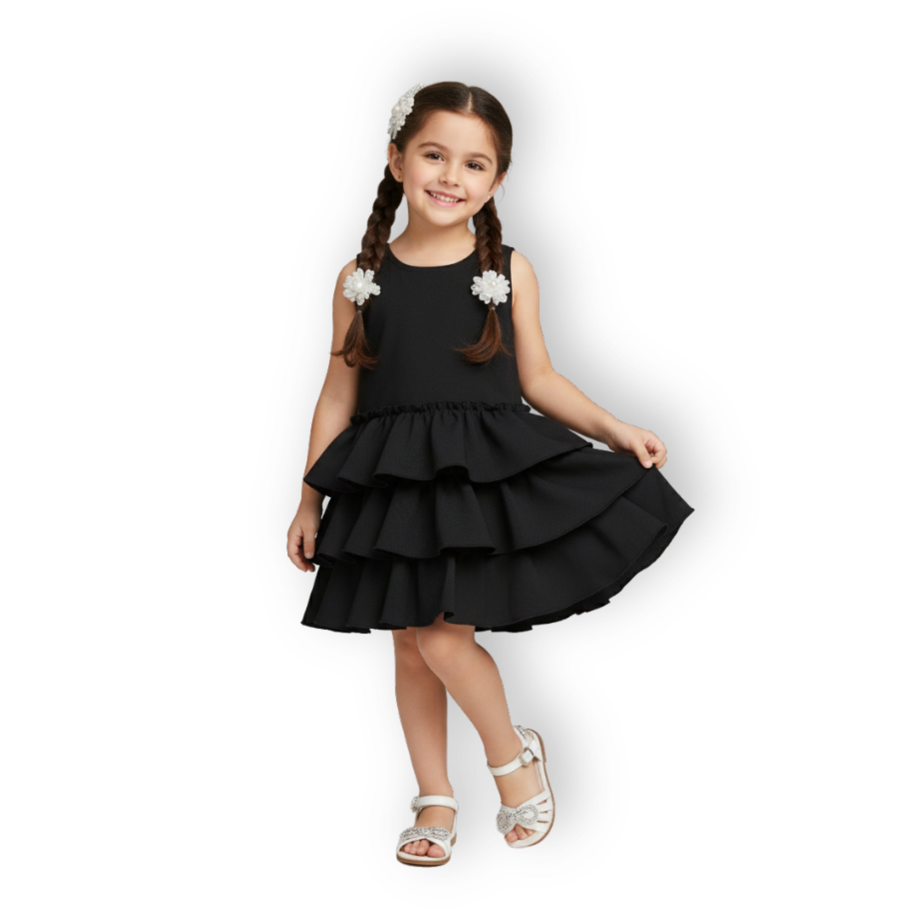 Ruffles Pixie Dress - Black