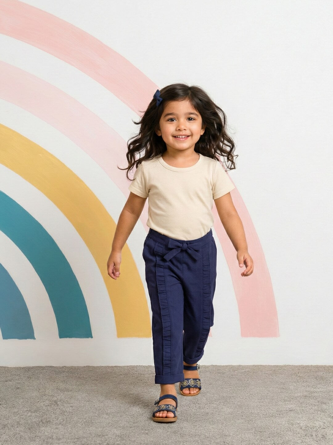 Ella Frill Pants - Navy