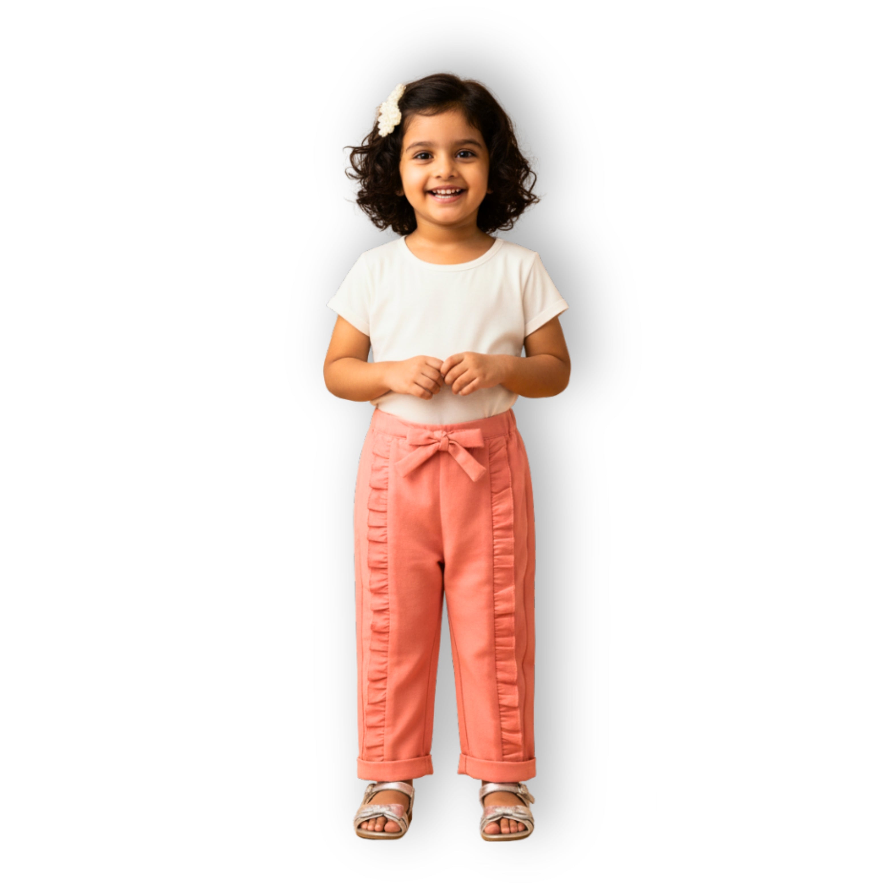 Ella Frills Pants - Peach