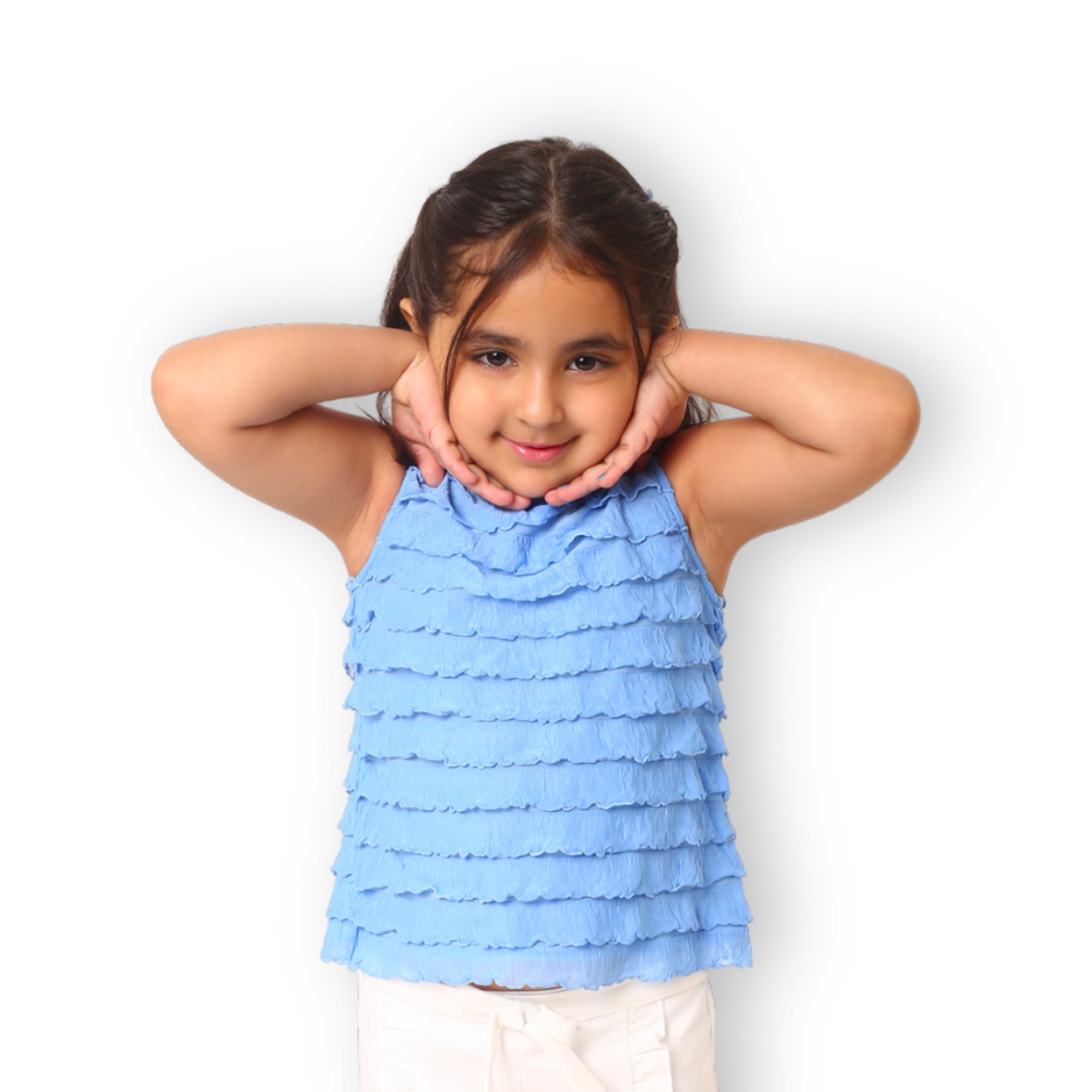 Sarah Frills Top - Blue