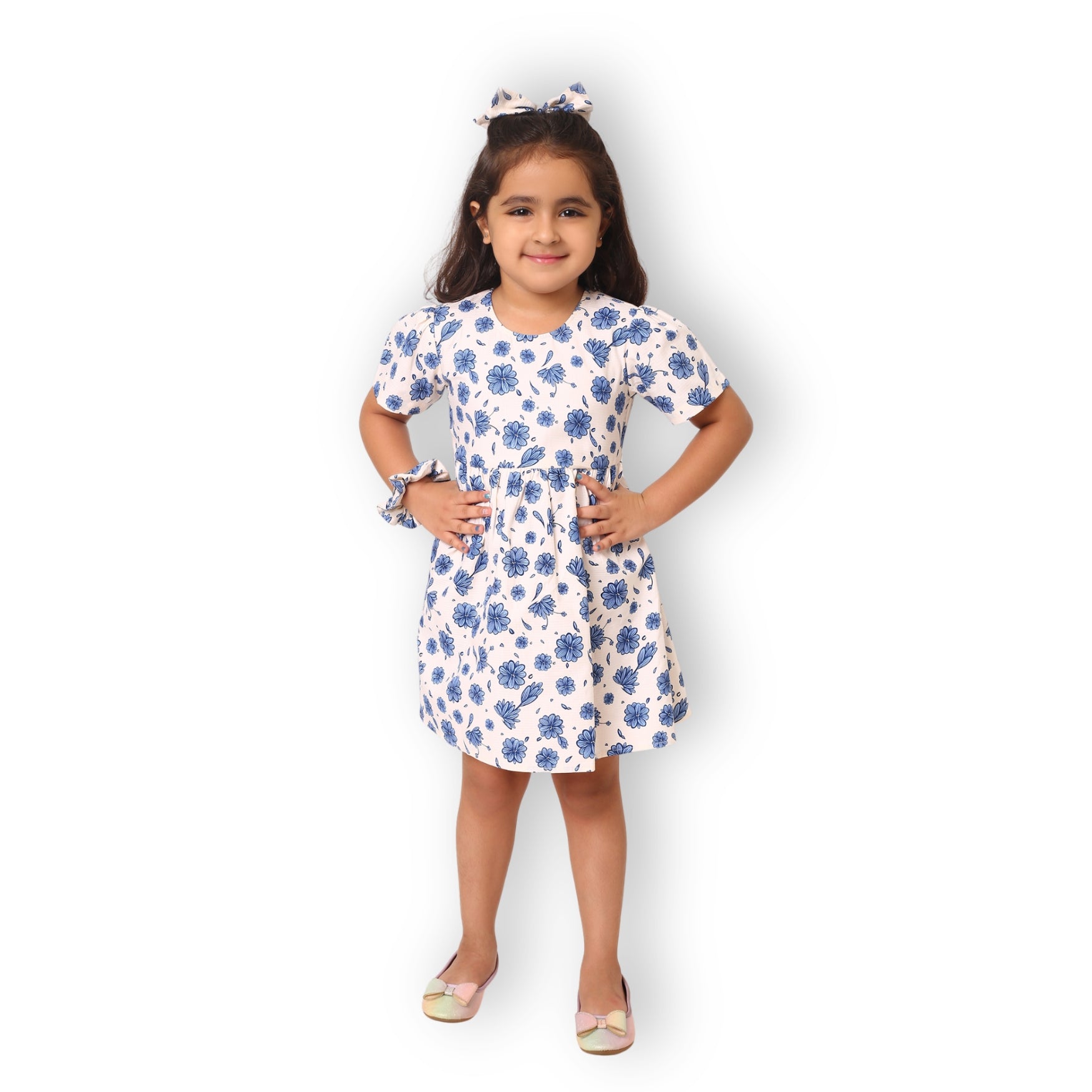 Cotton Emma Dress - Blue Floral
