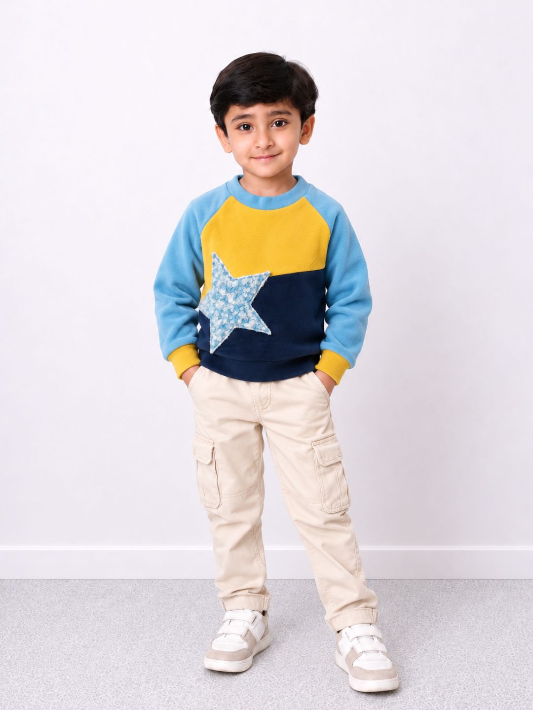 Star Colour Block Sweatshirt - Blue