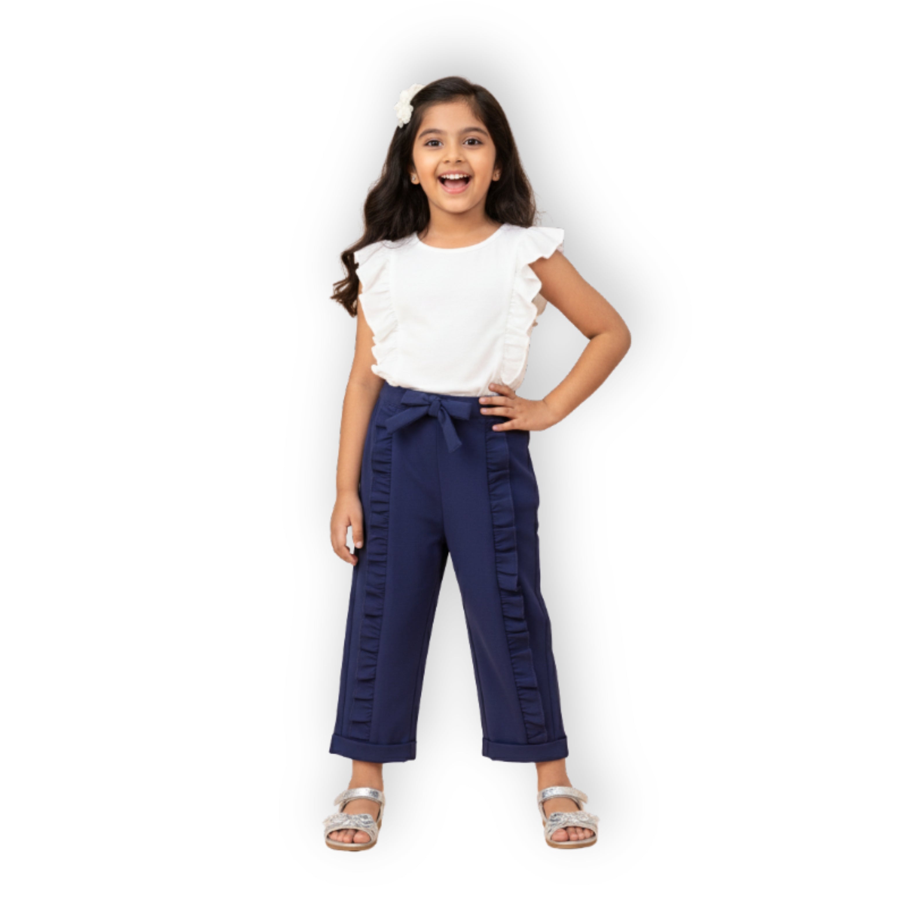 Ella Frill Pants - Navy