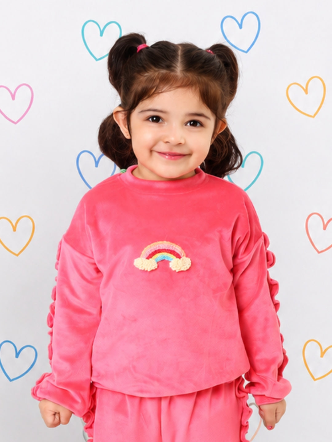 Rainbow Ruffle Sweatshirt - Pink