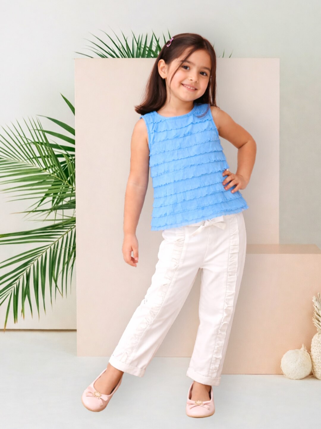 Ella Frills Pants - White