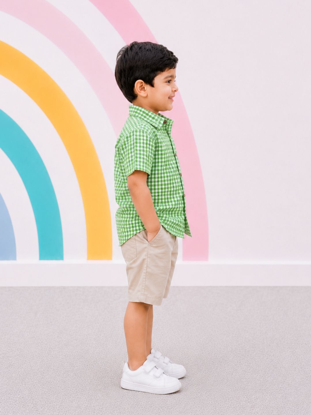 Calvin Cotton Shirt - Green Gingham