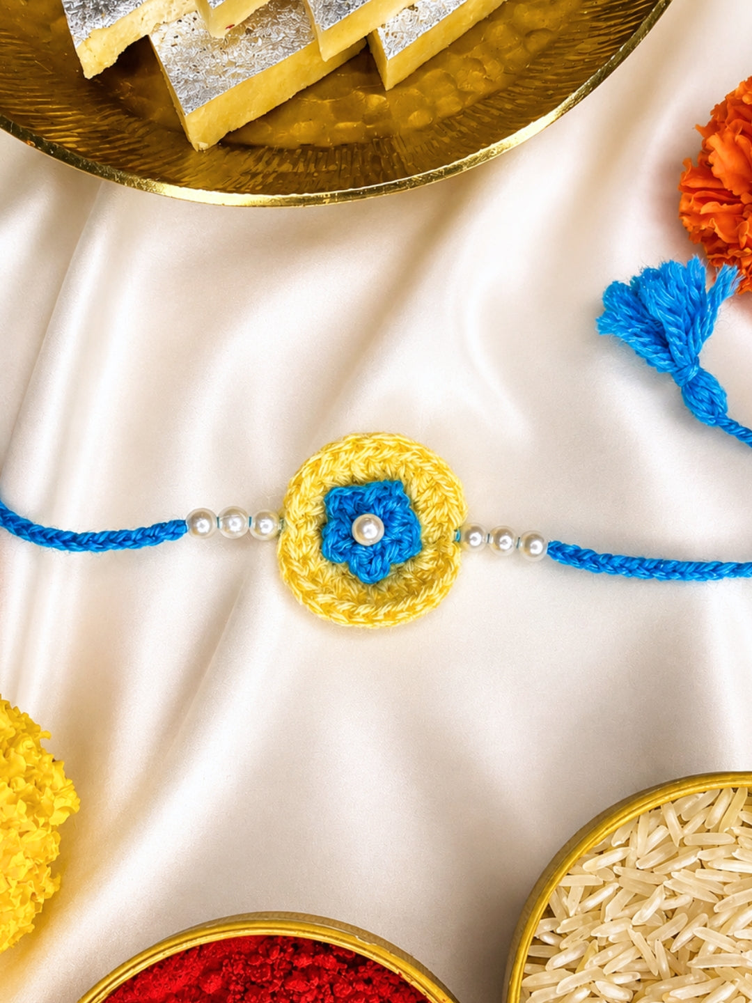 Soft Flower Rakhi - Blue