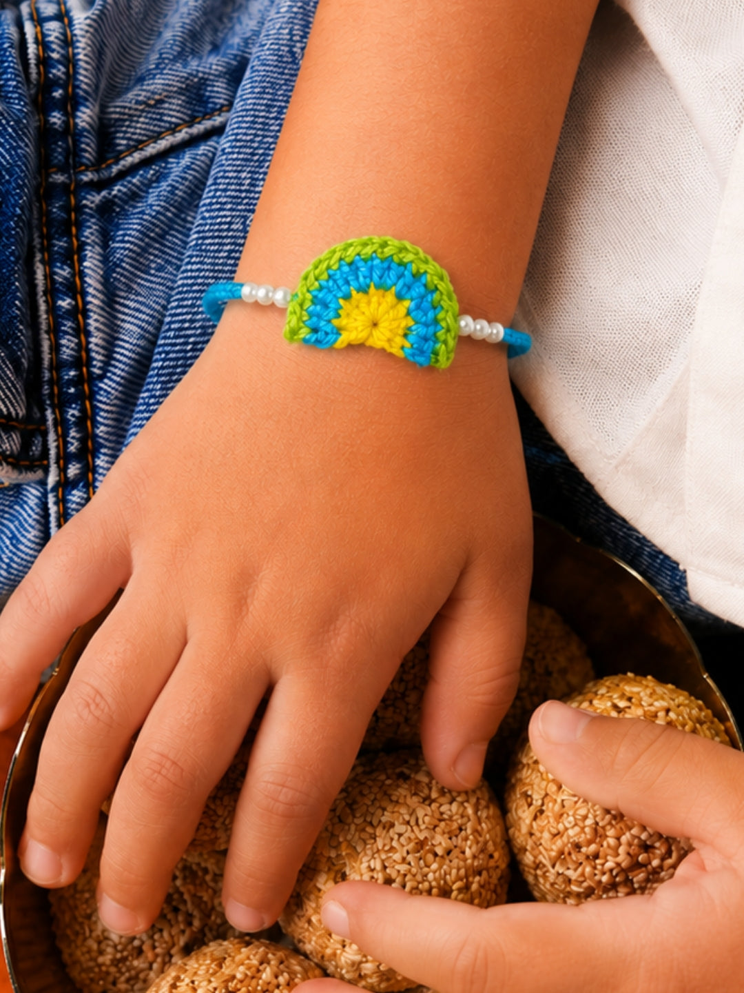 Colourful Rainbow Rakhi - Green