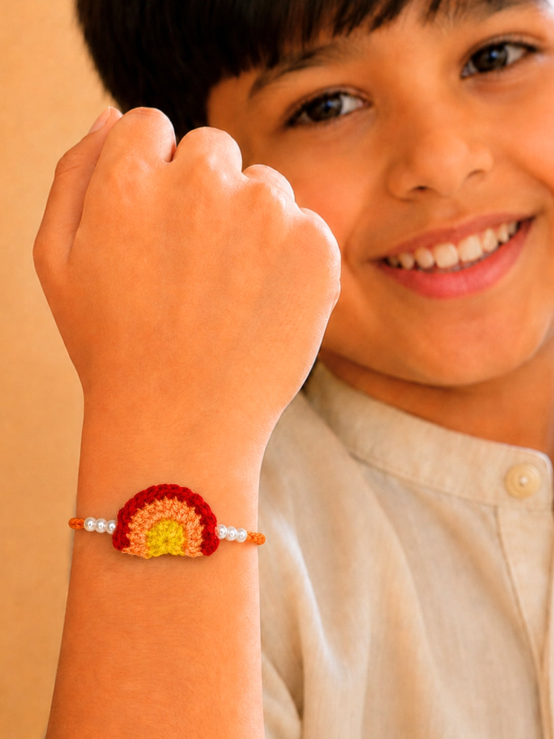 Colourful Rainbow Rakhi - Red
