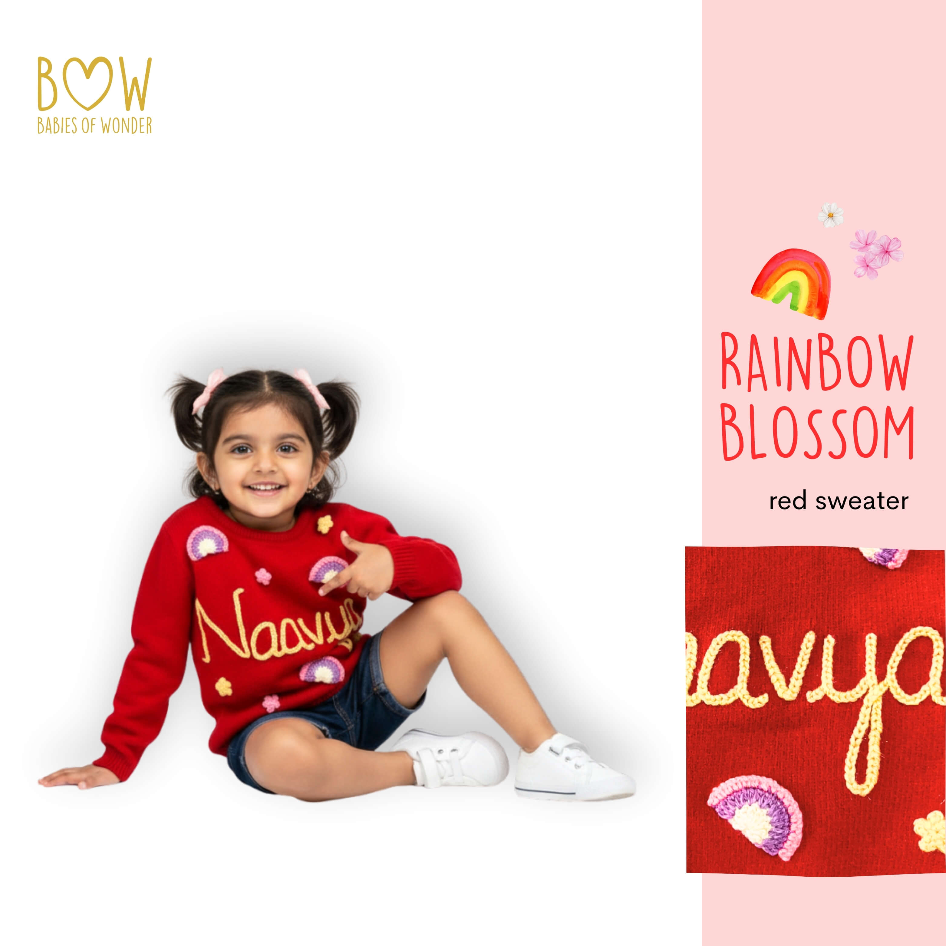 Girls Customised Rainbow Blossom Sweater