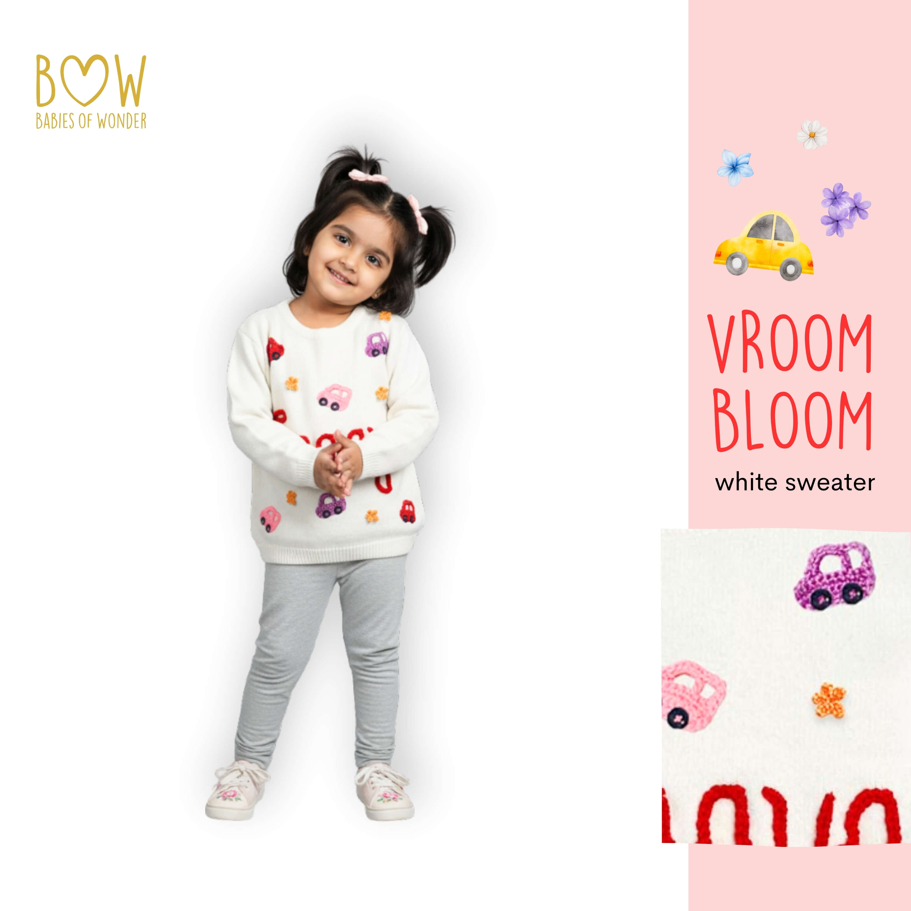 Girls Customised Vroom Bloom Sweater