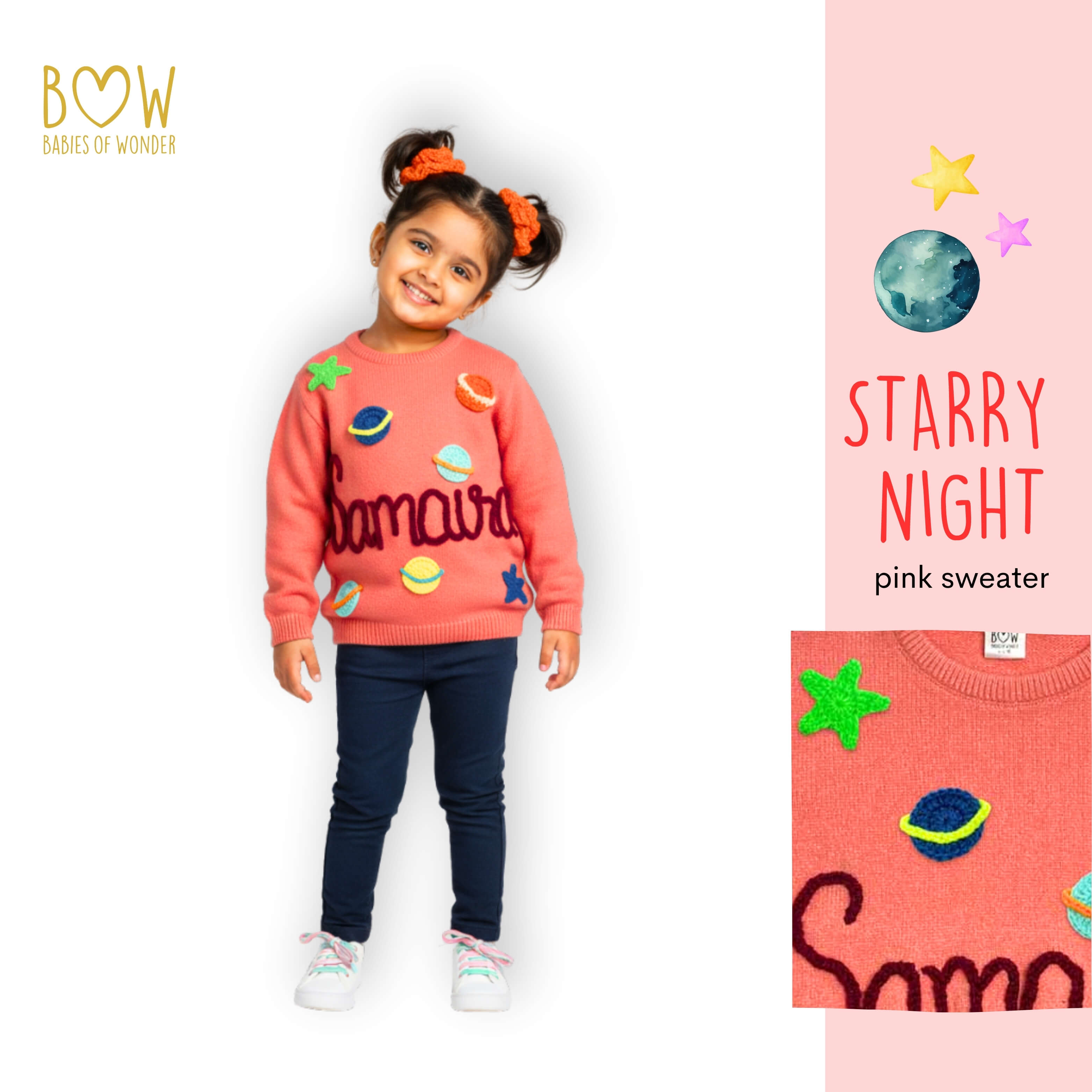 Girls Customised Starry Night Sweater