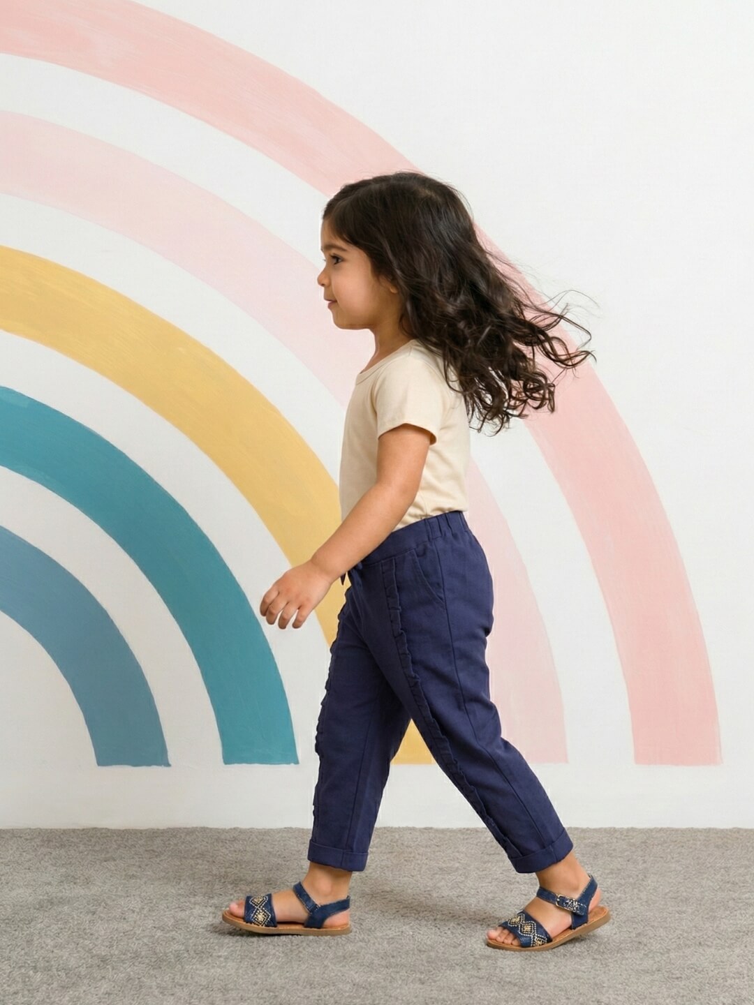 Ella Frill Pants - Navy