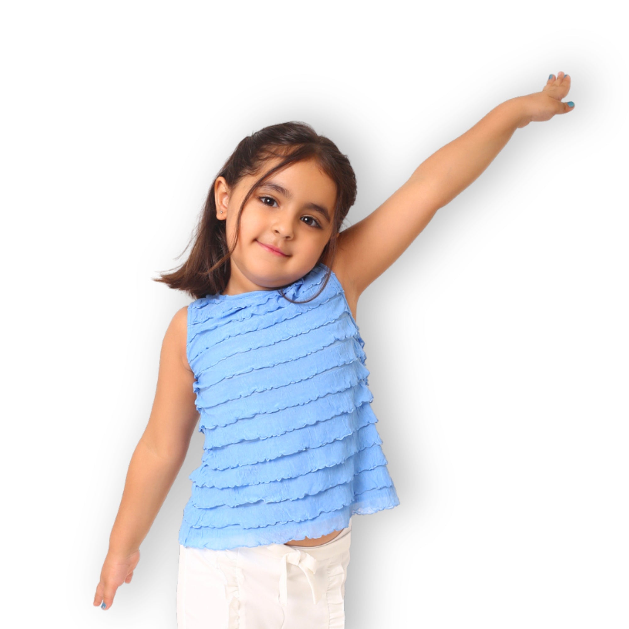 Sarah Frills Top - Blue