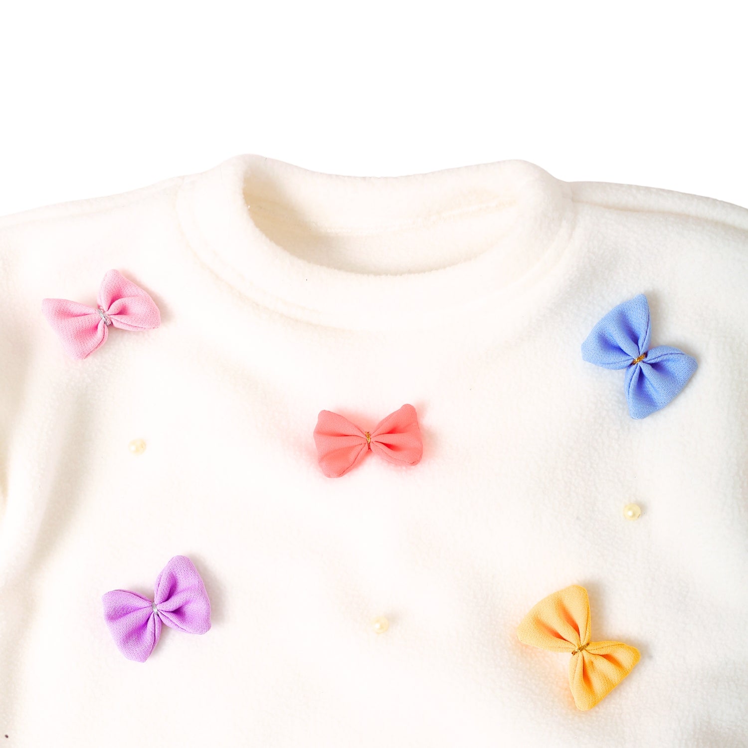 Soft Colourful Bows Top - White