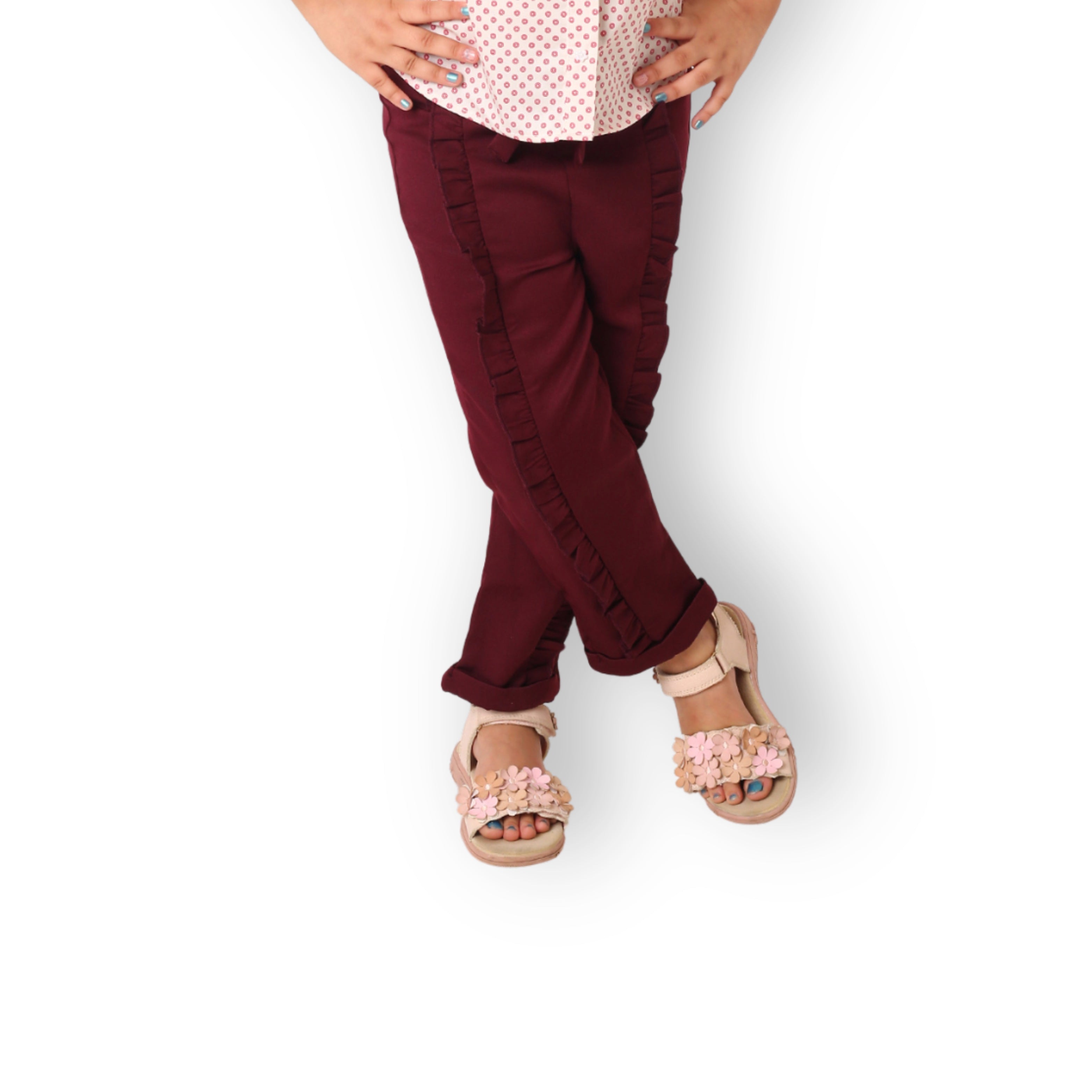 Ella Frills Pants - Wine