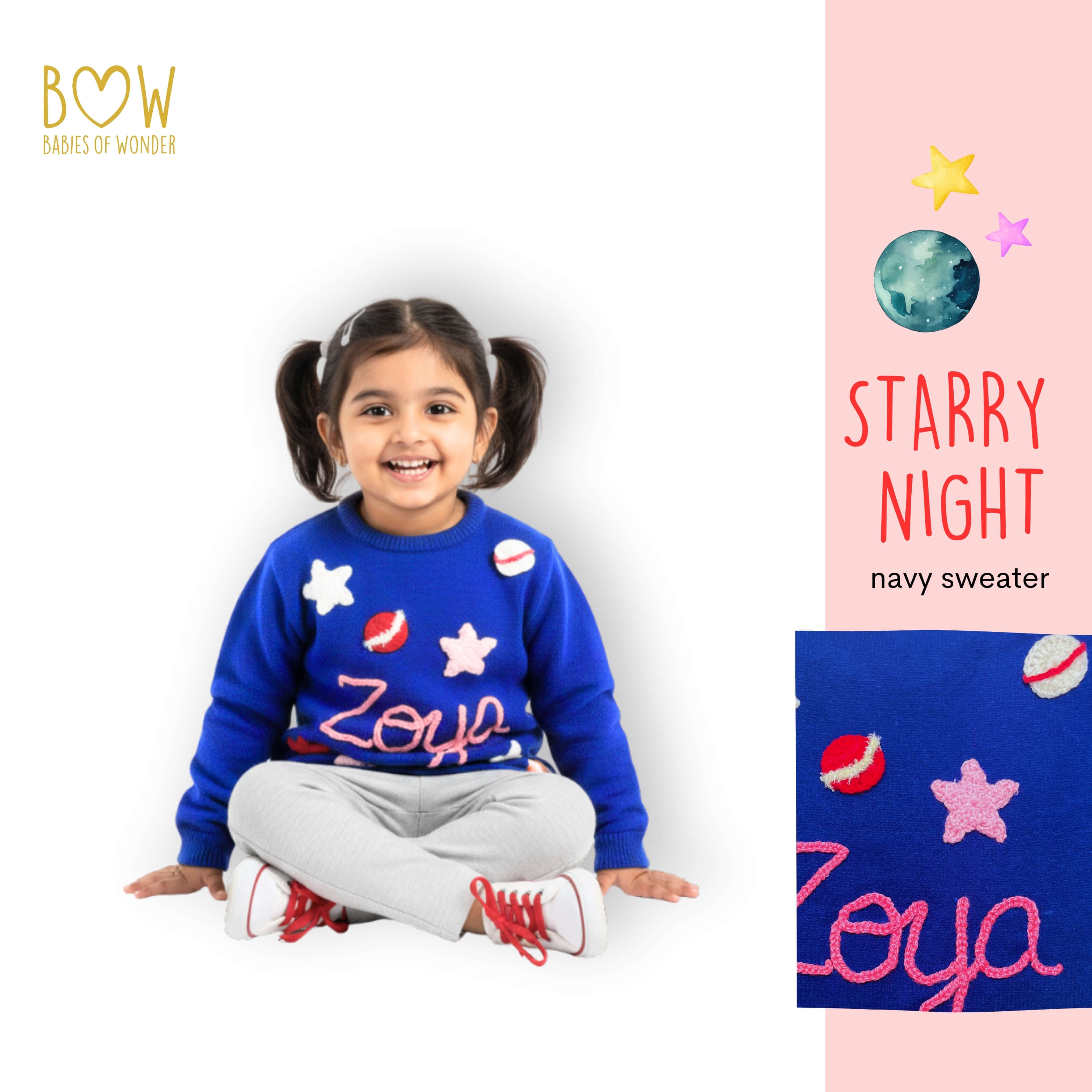 Girls Customised Starry Night Sweater