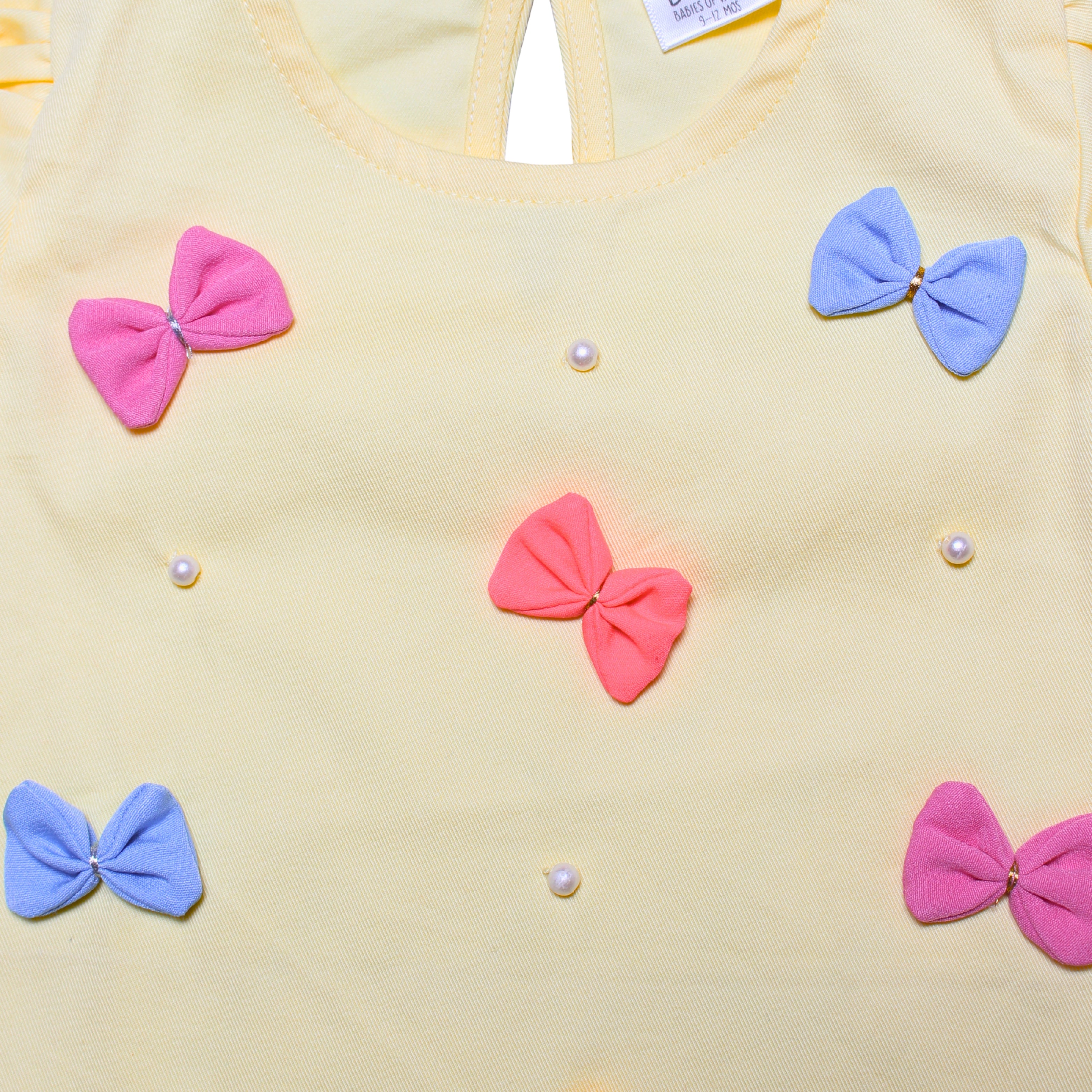 Cotton Colourful Bows Top - Yellow