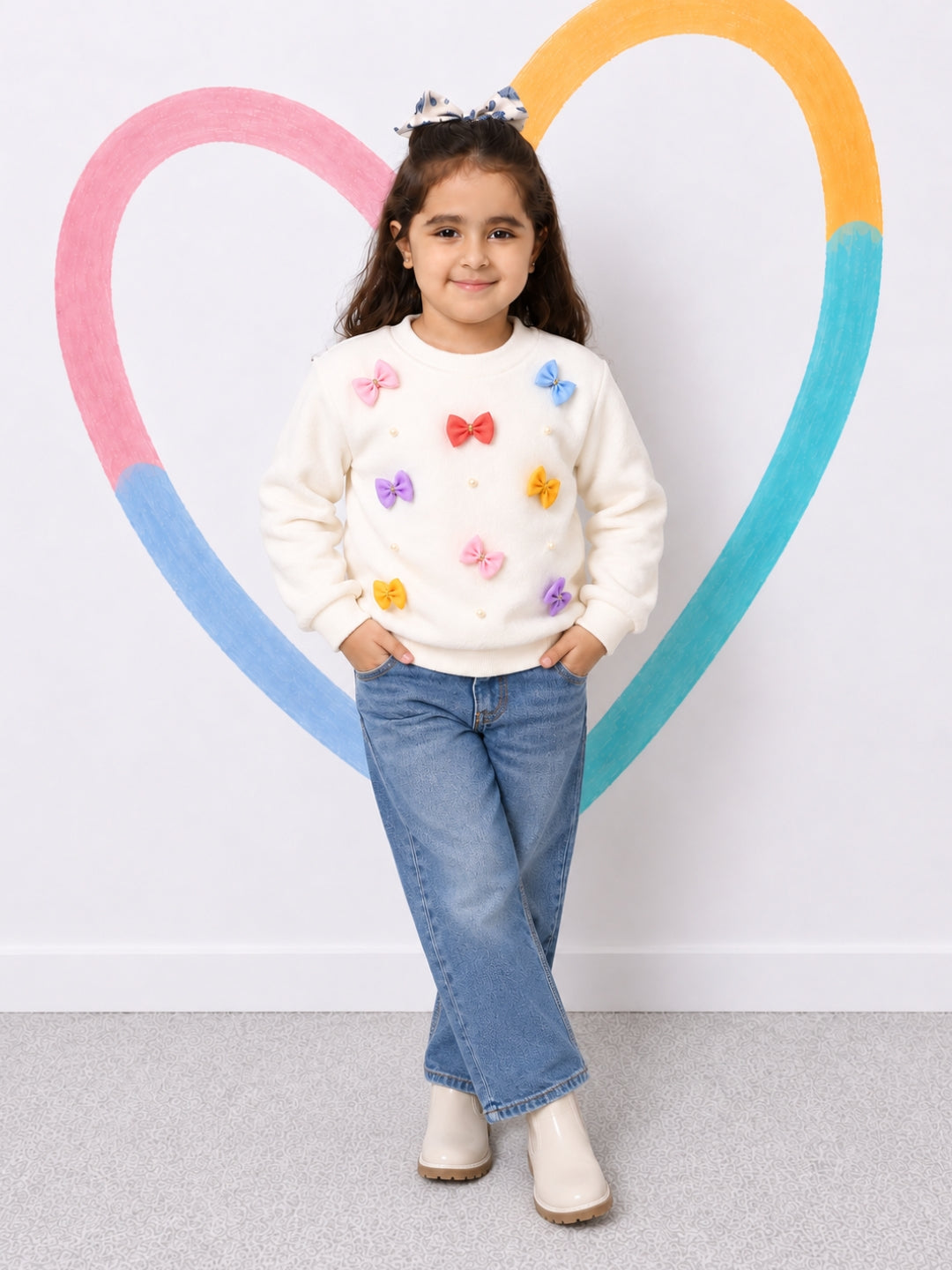 Colourful Bows Sweatshirt - White