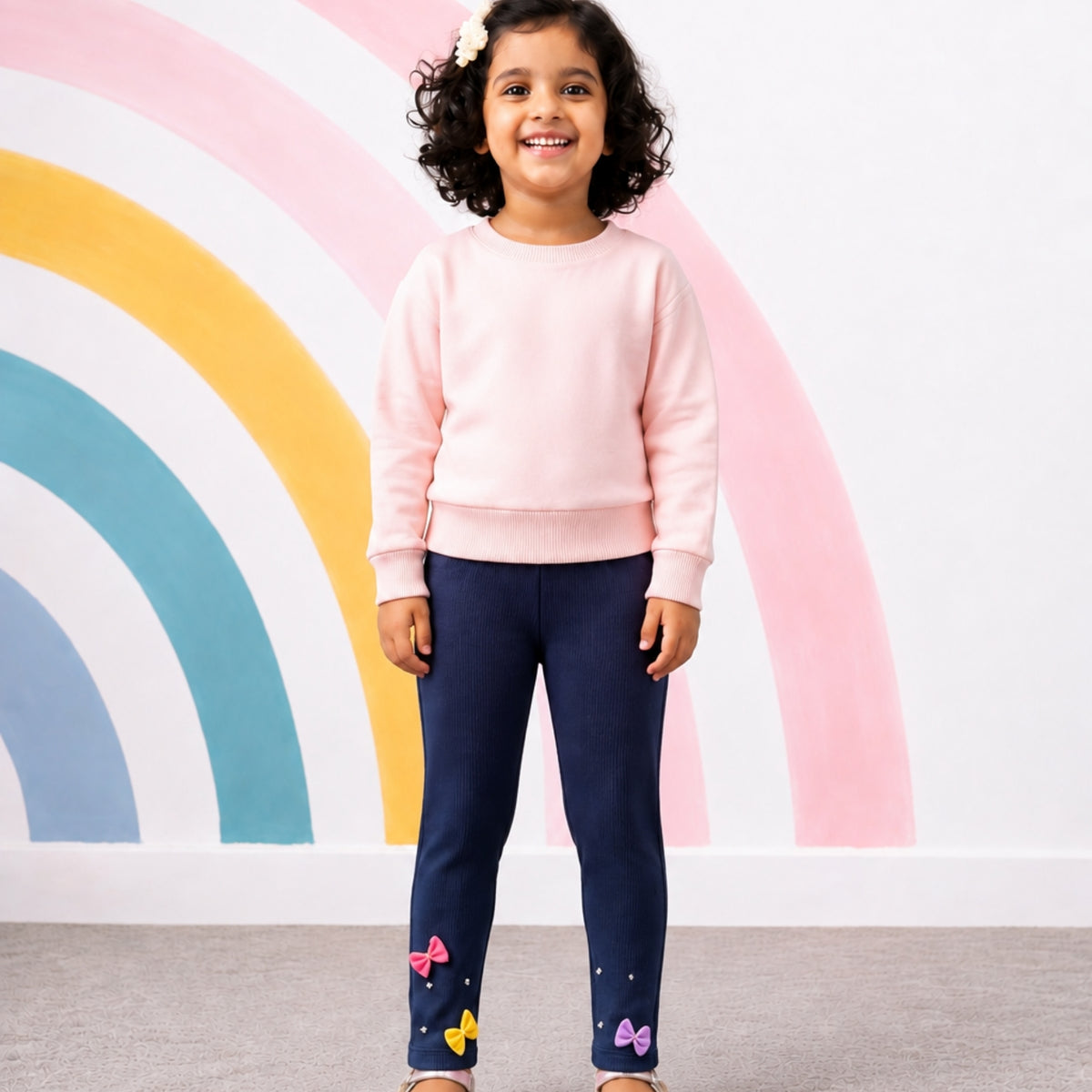 Bows Corduroy Legging - Navy