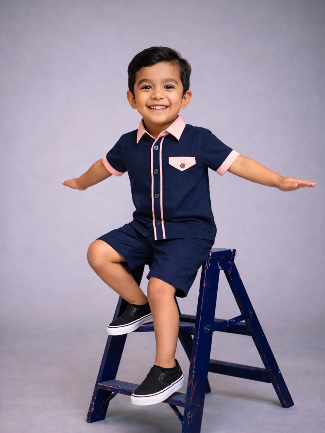 Piper Cotton Shirt - Navy