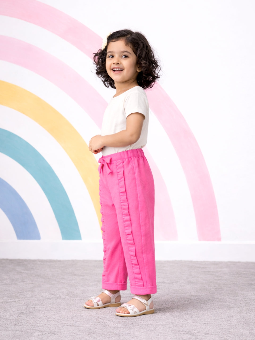 Ella Frills Pants - Barbie Pink