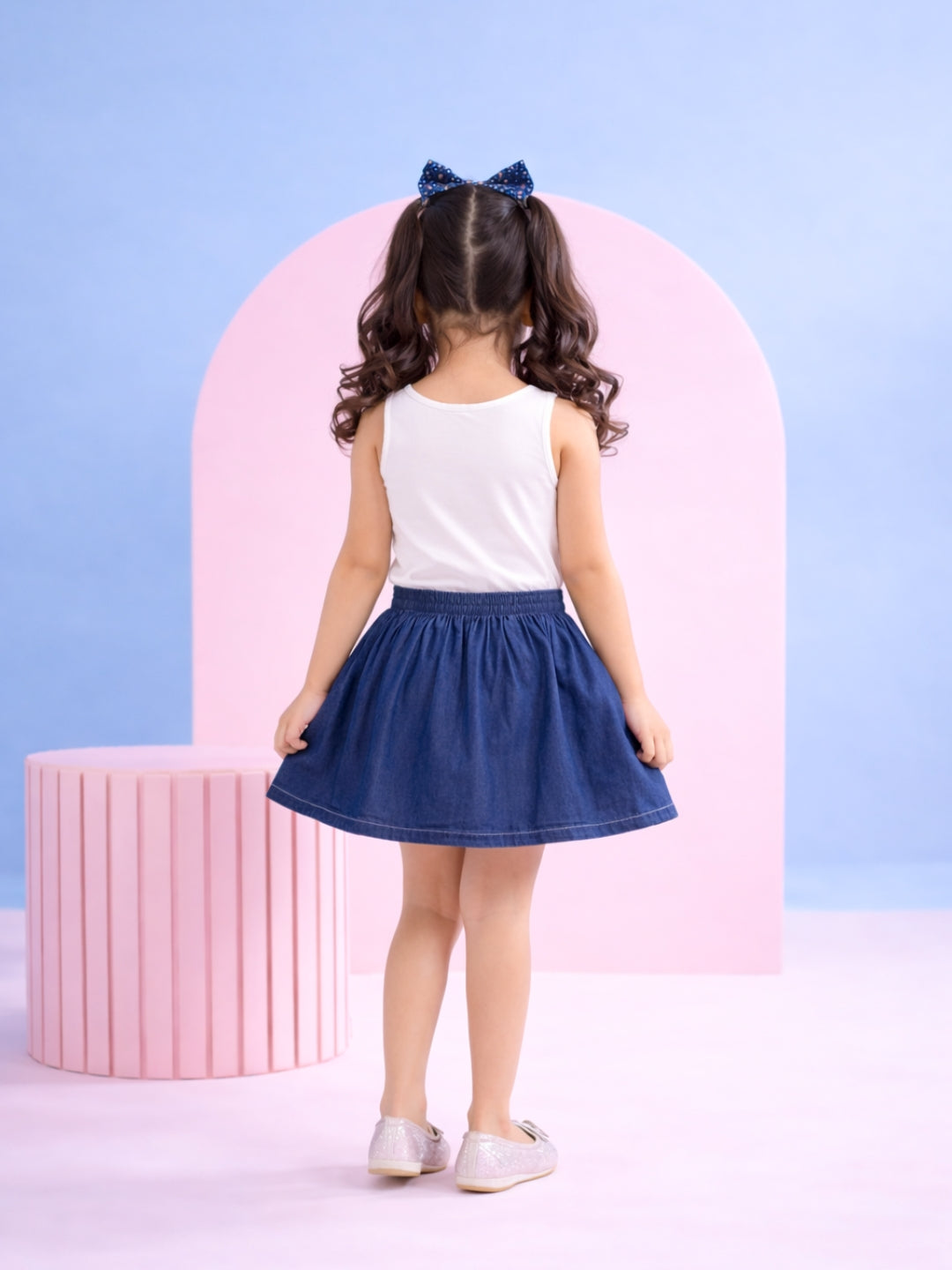 Embroidered Cotton Denim Skirt