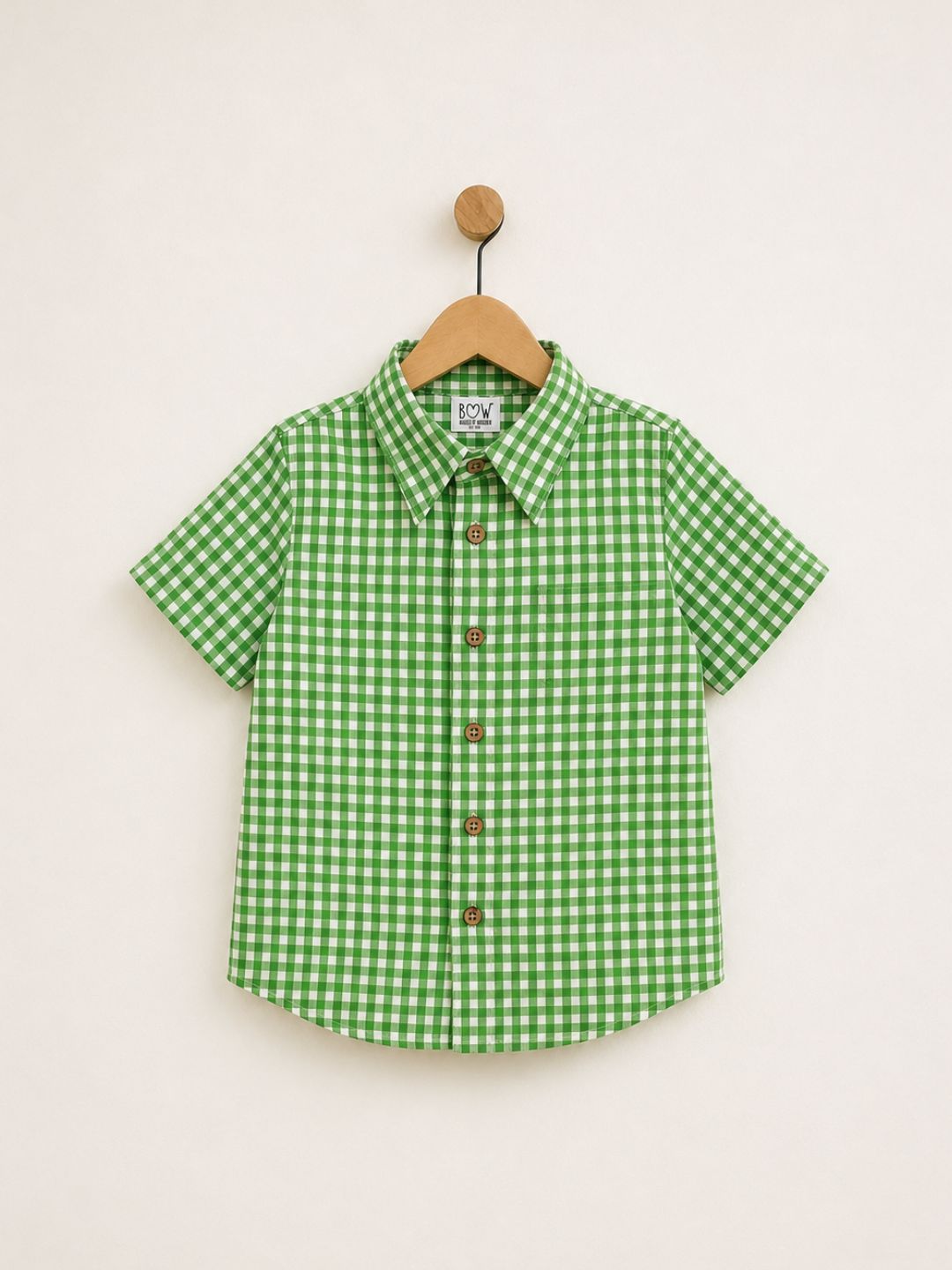 Calvin Cotton Shirt - Green Gingham