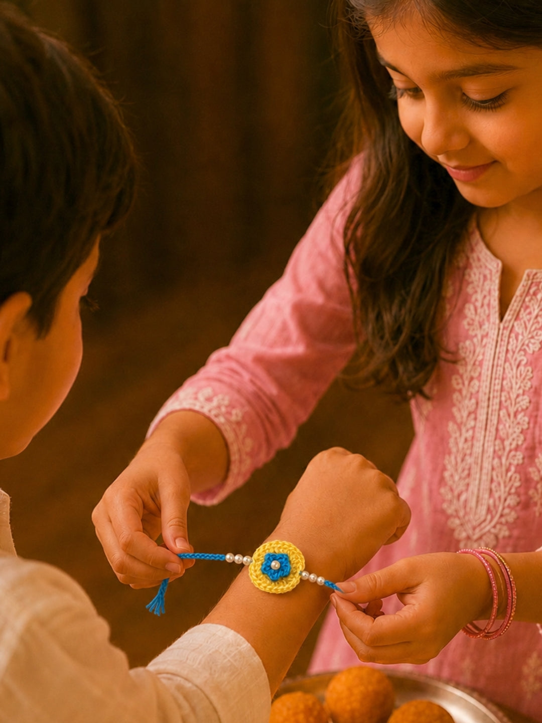 Soft Flower Rakhi - Blue