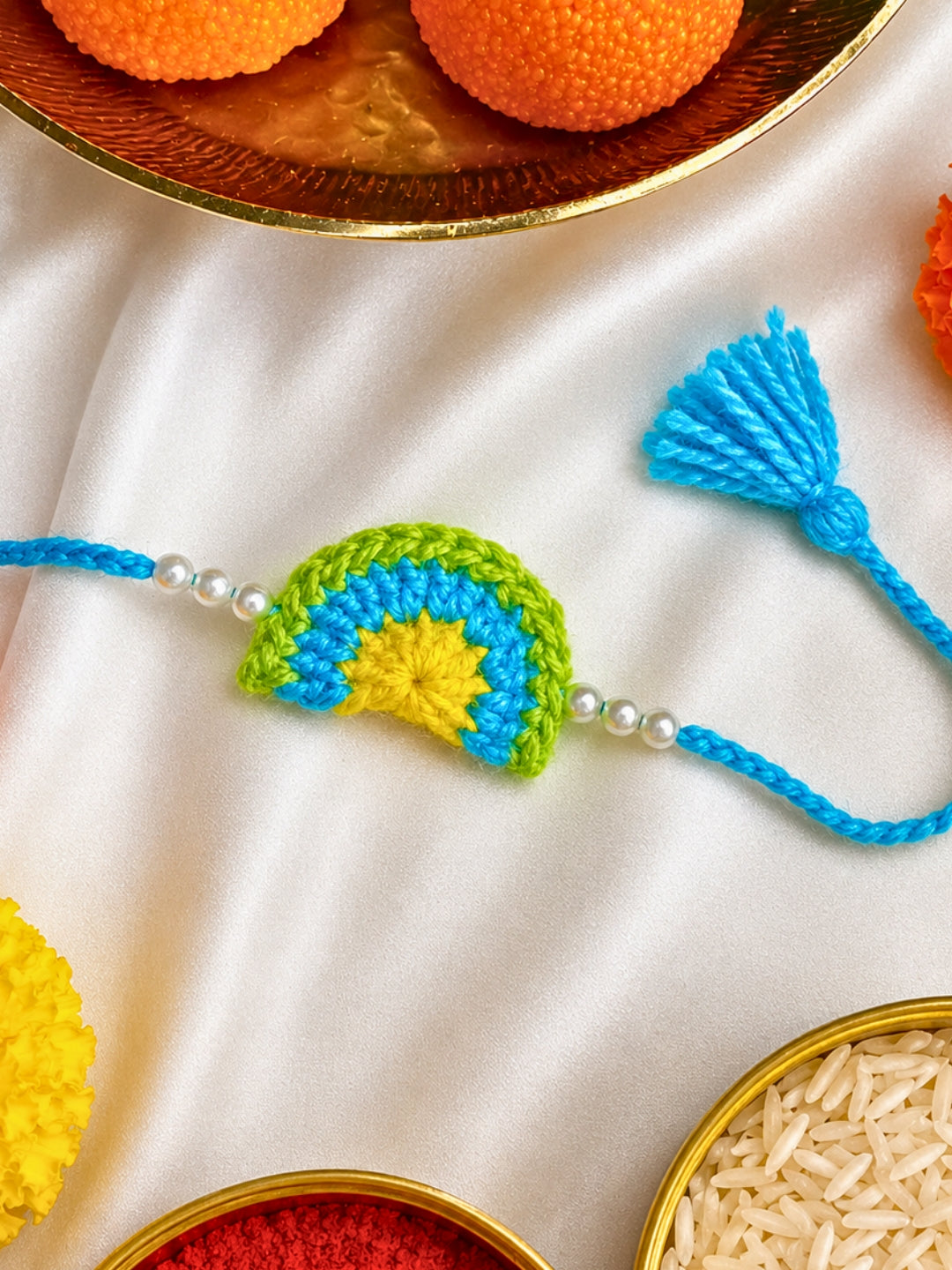 Colourful Rainbow Rakhi - Green