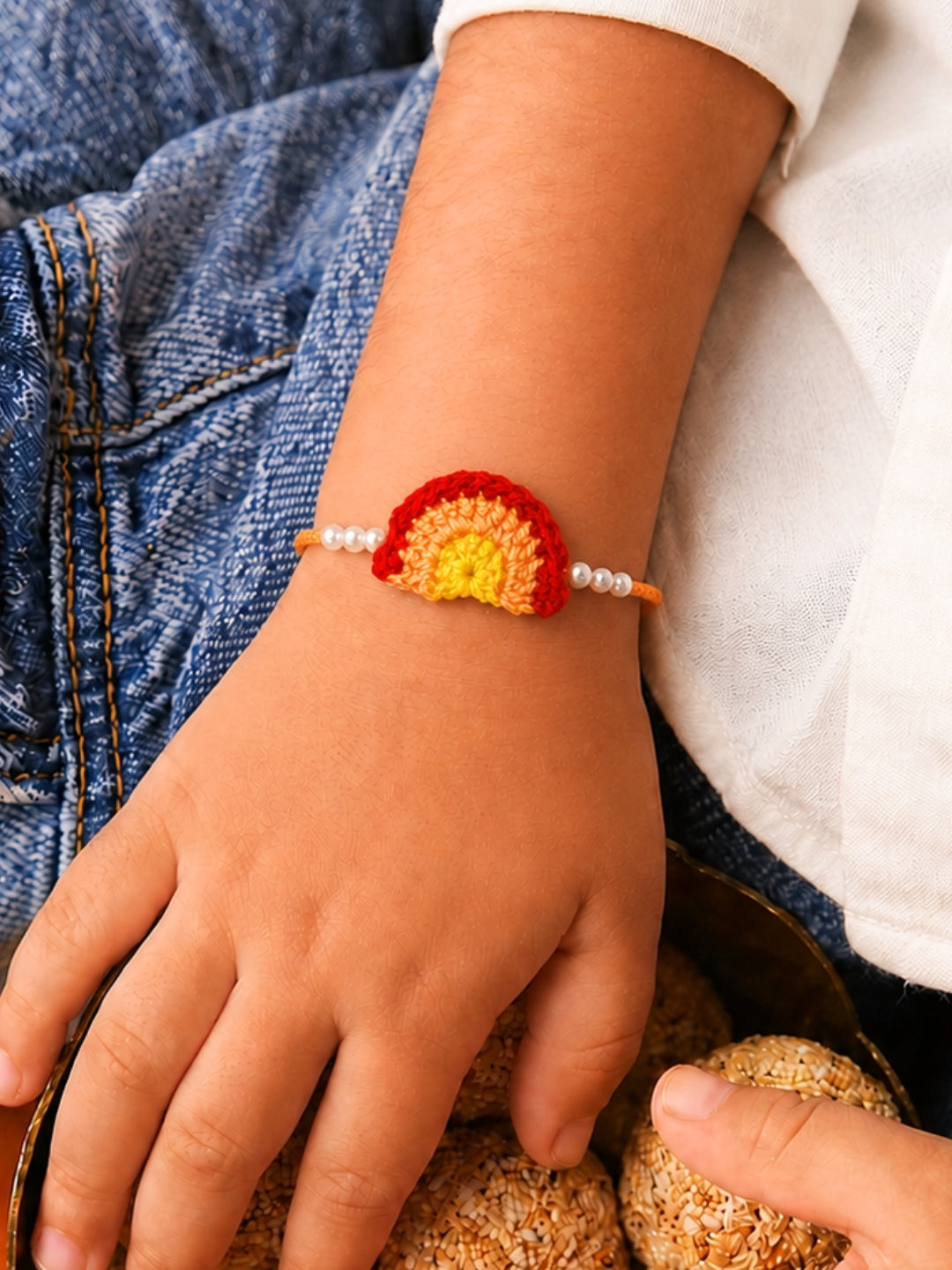 Colourful Rainbow Rakhi - Red