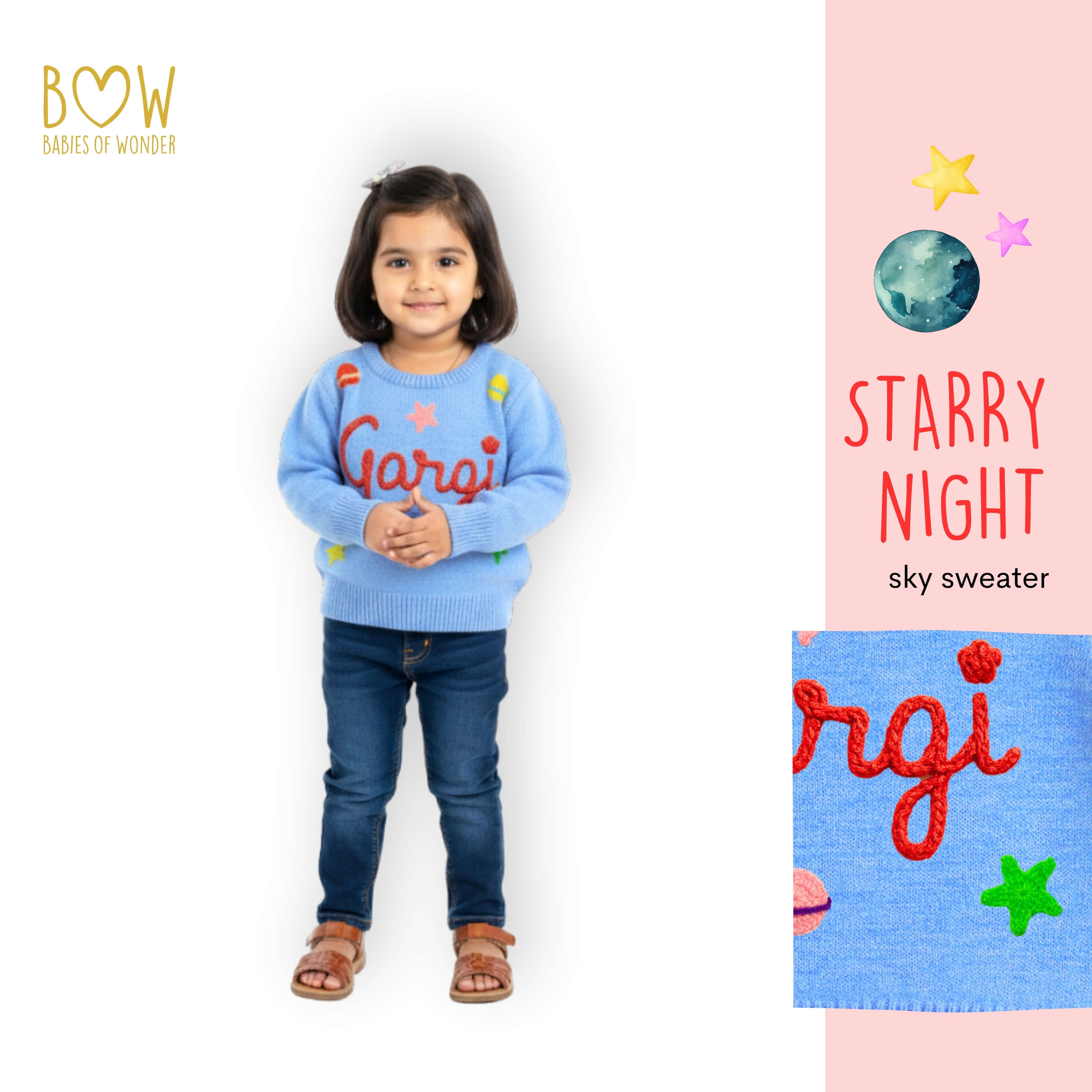 Girls Customised Starry Night Sweater