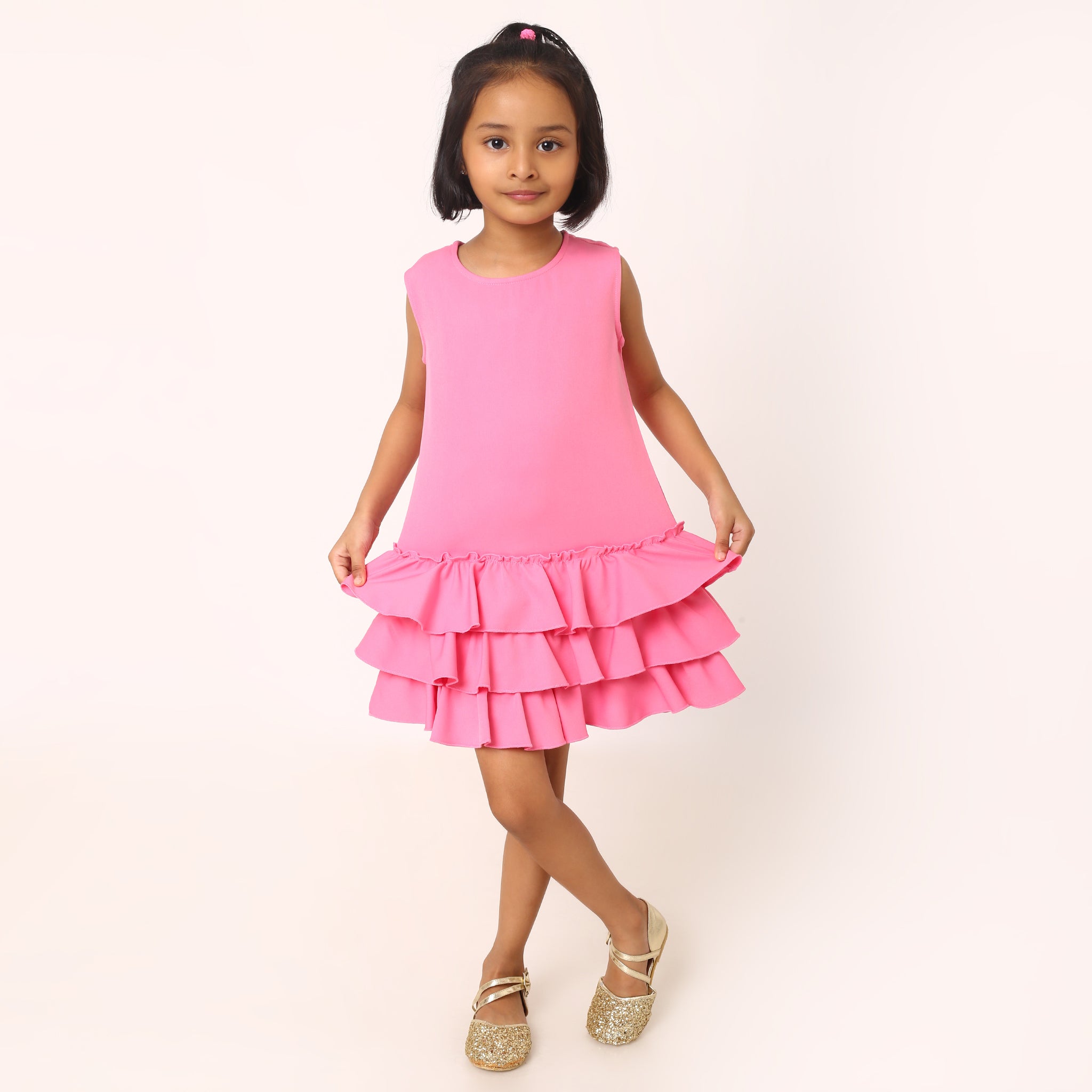 Ruffles Pixie Dress - Barbie Pink