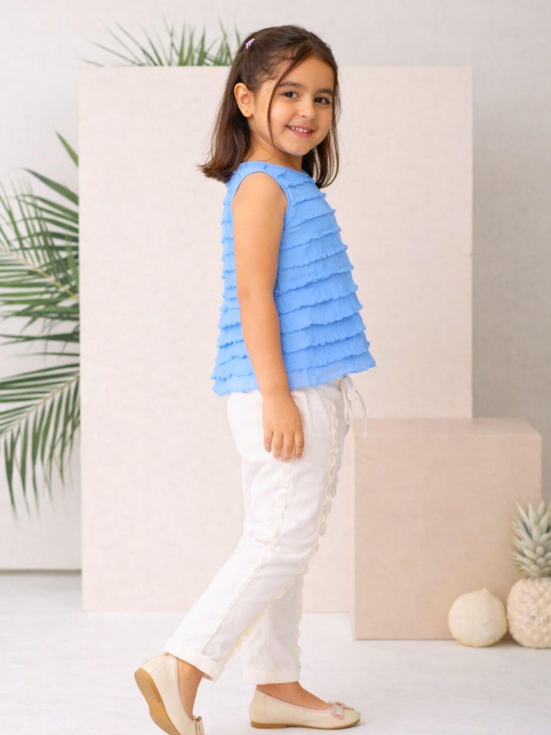 Sarah Frills Top - Blue