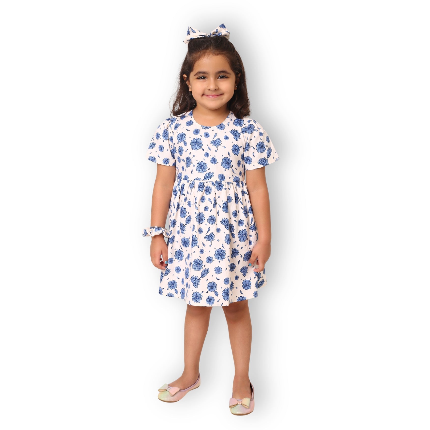 Cotton Emma Dress - Blue Floral