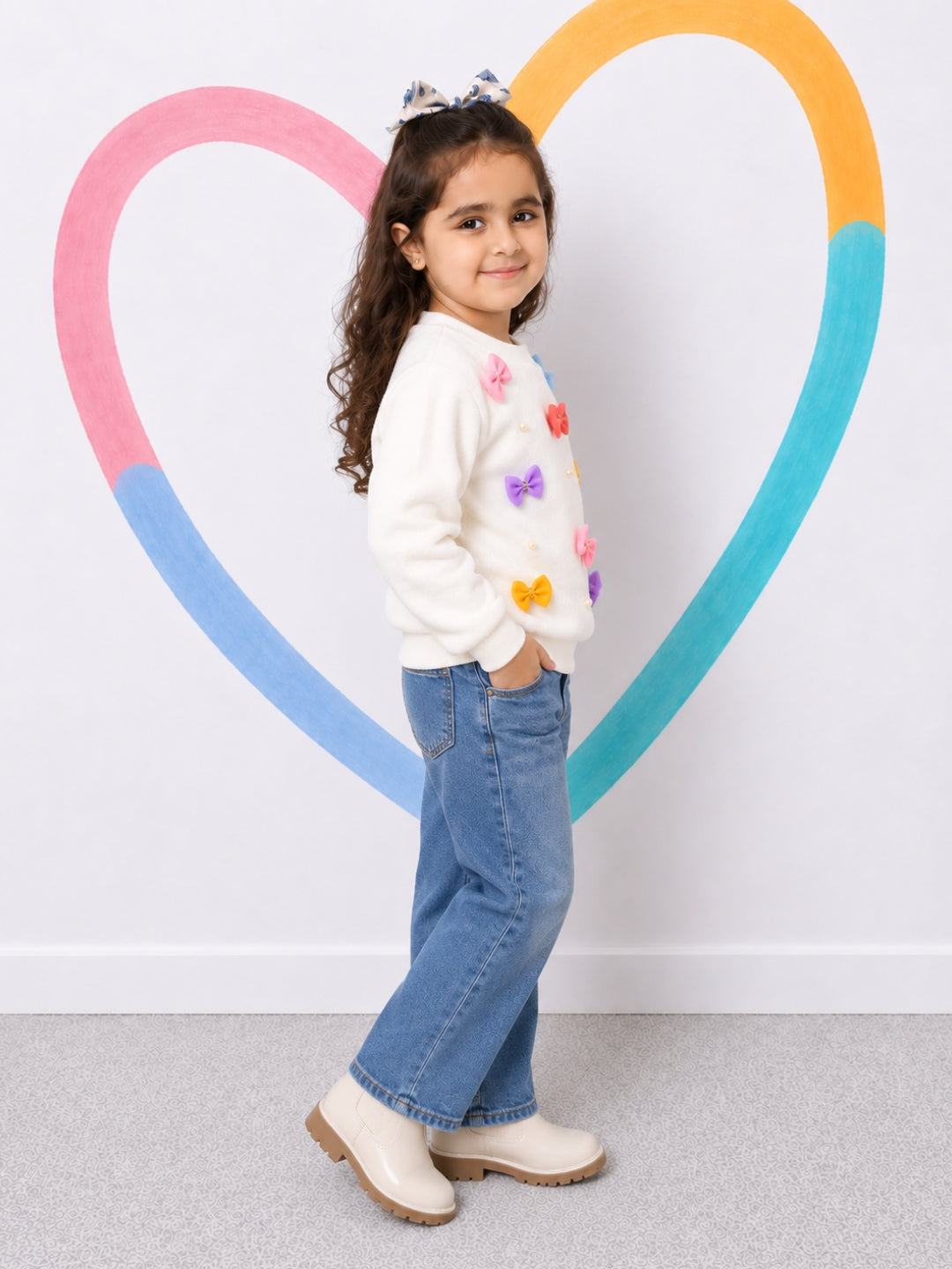 Colourful Bows Sweatshirt - White