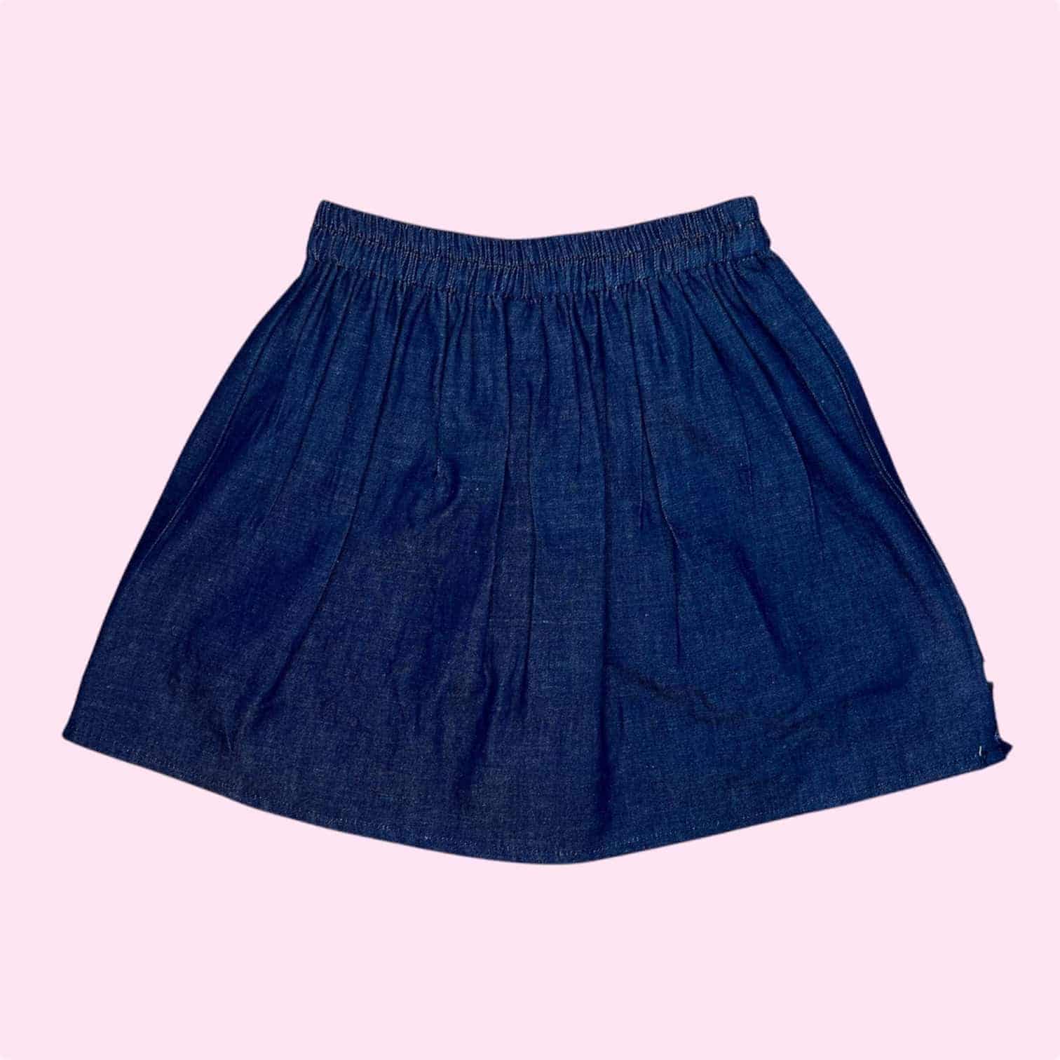 Embroidered Cotton Denim Skirt