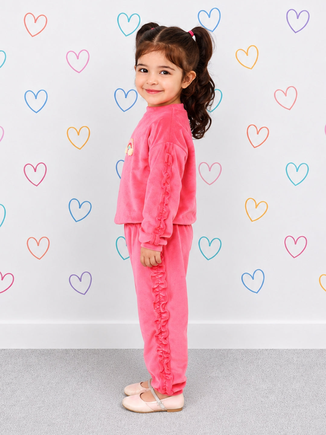 Rainbow Ruffle Sweatshirt - Pink