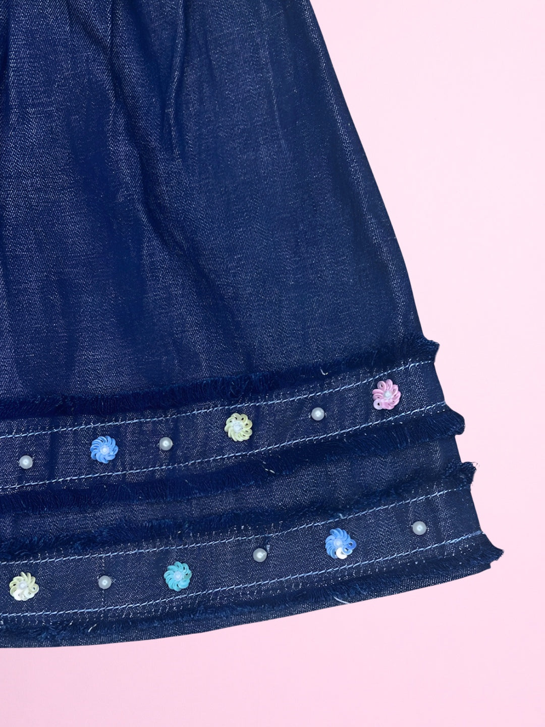 Embroidered Cotton Denim Skirt