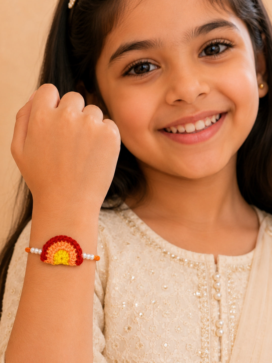 Colourful Rainbow Rakhi - Red