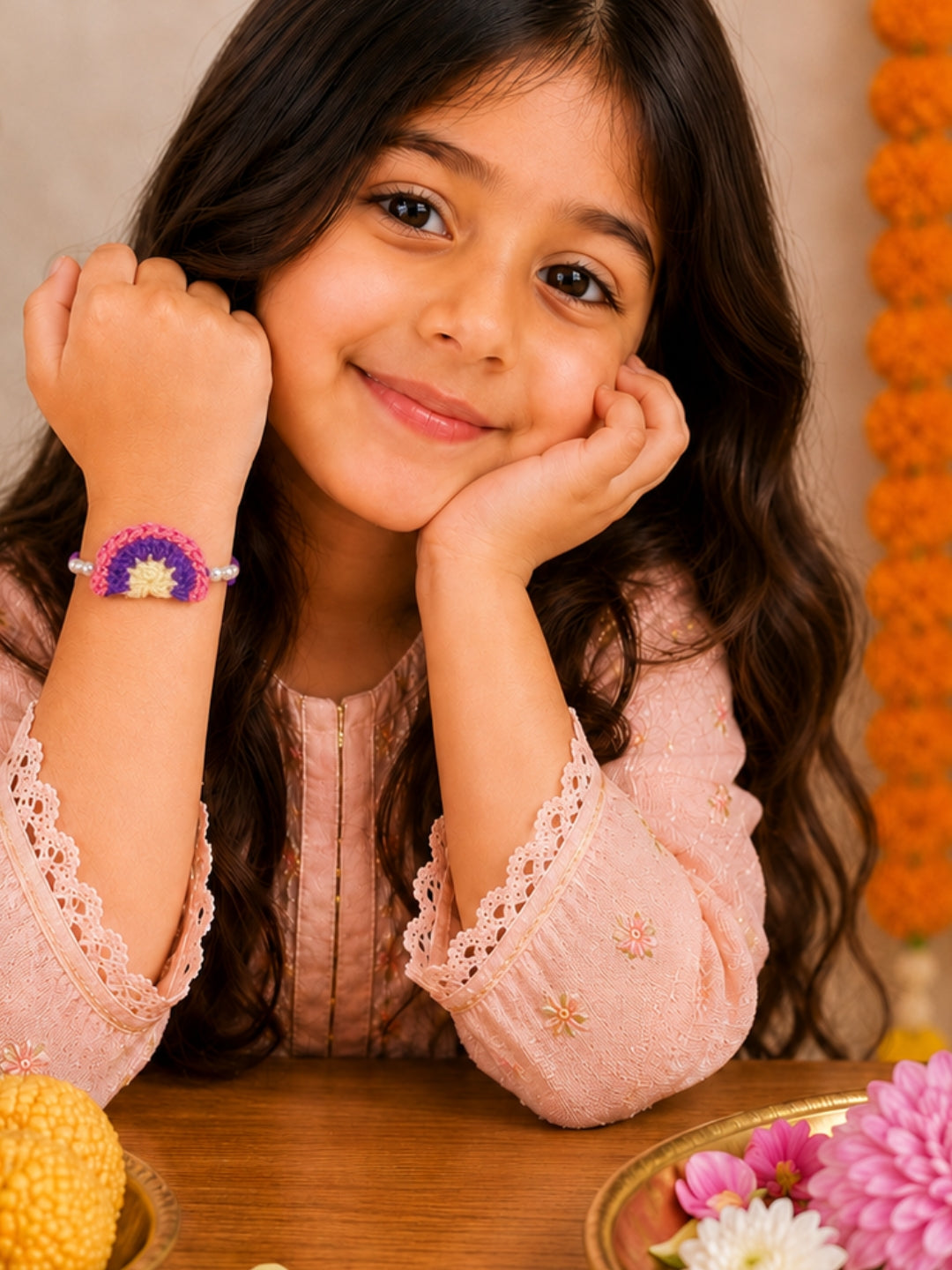 Colourful Rainbow Rakhi - Pink