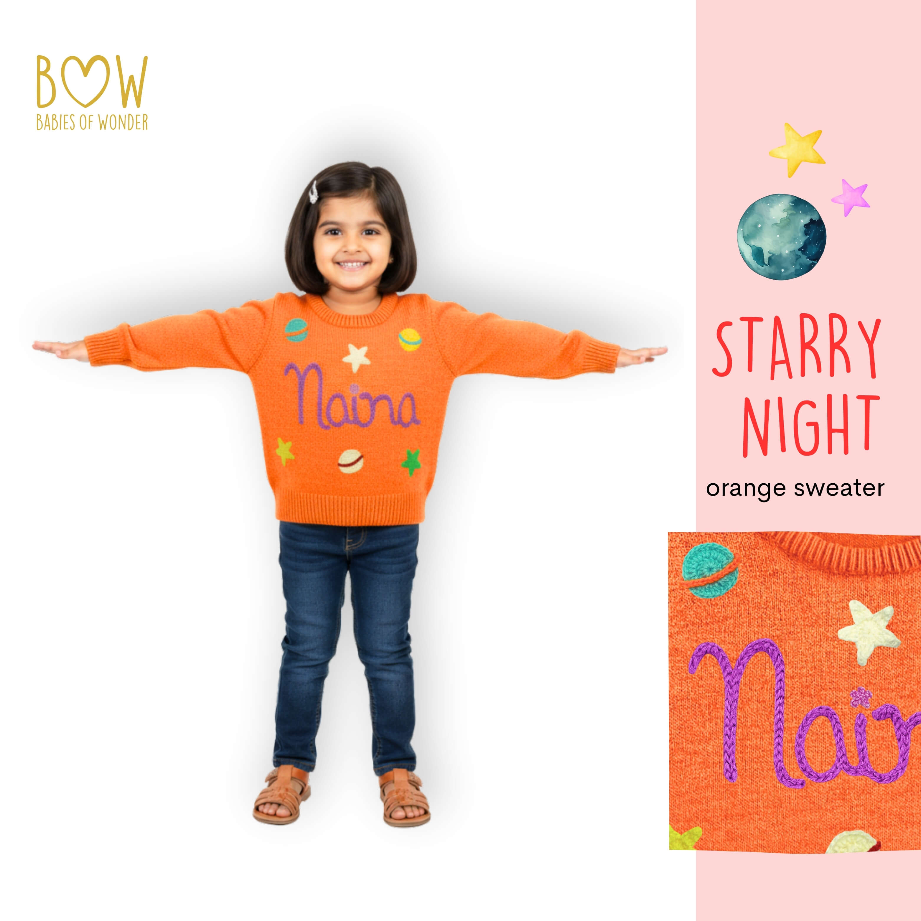 Girls Customised Starry Night Sweater