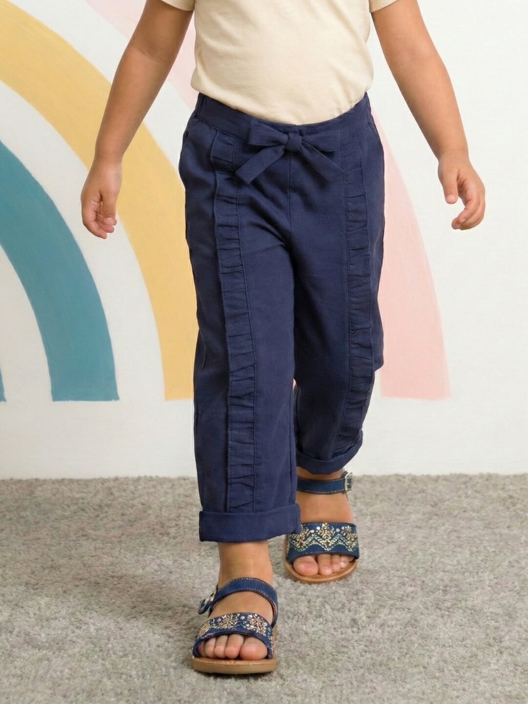 Ella Frill Pants - Navy