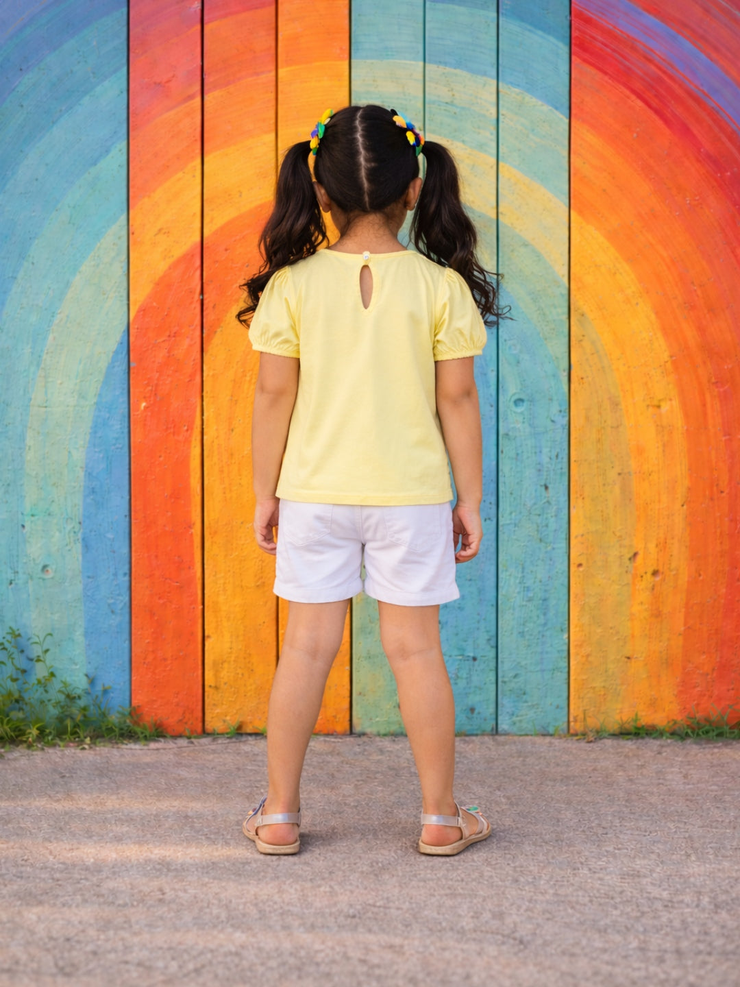 Cotton Colourful Bows Top - Yellow