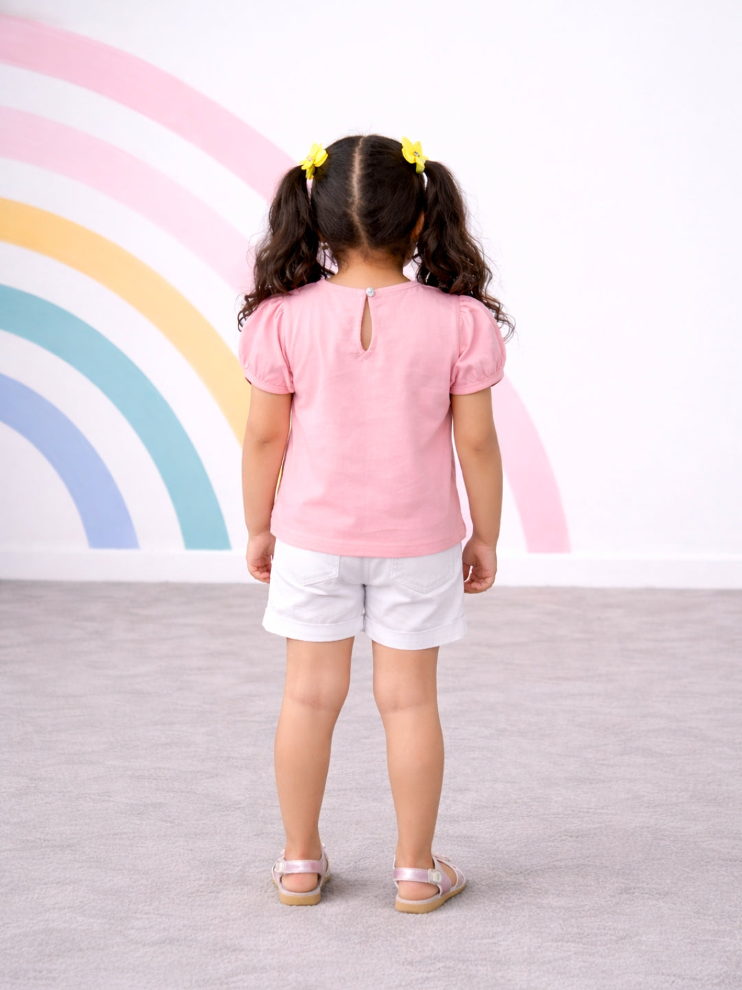 Cotton Colourful Bows Top - Pink
